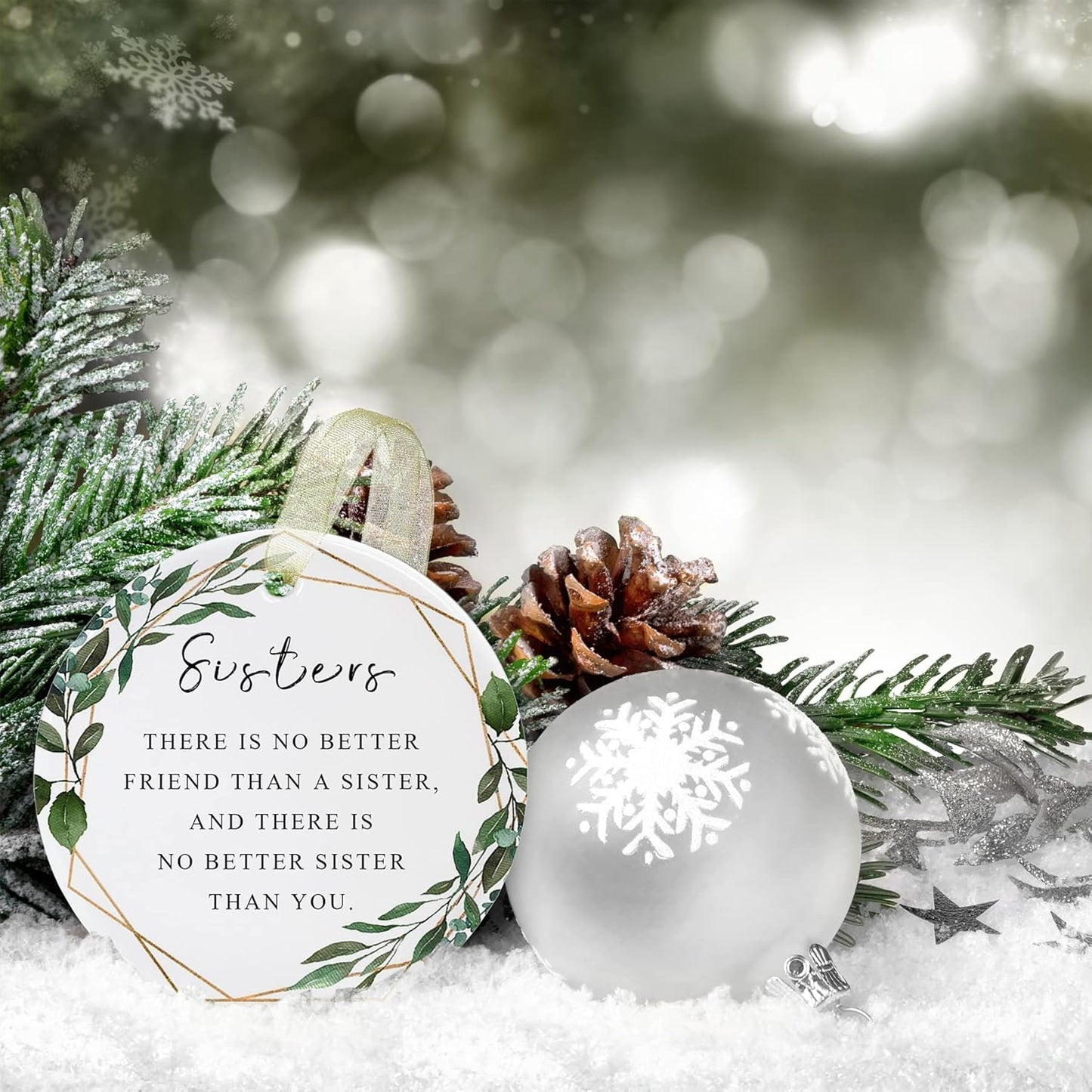 Sister Ornaments 2025 Sis Ornament Sister Christmas Ornament Forever Graduate Best Sis Ever Double-Sided Printing Ceramic 2.9"