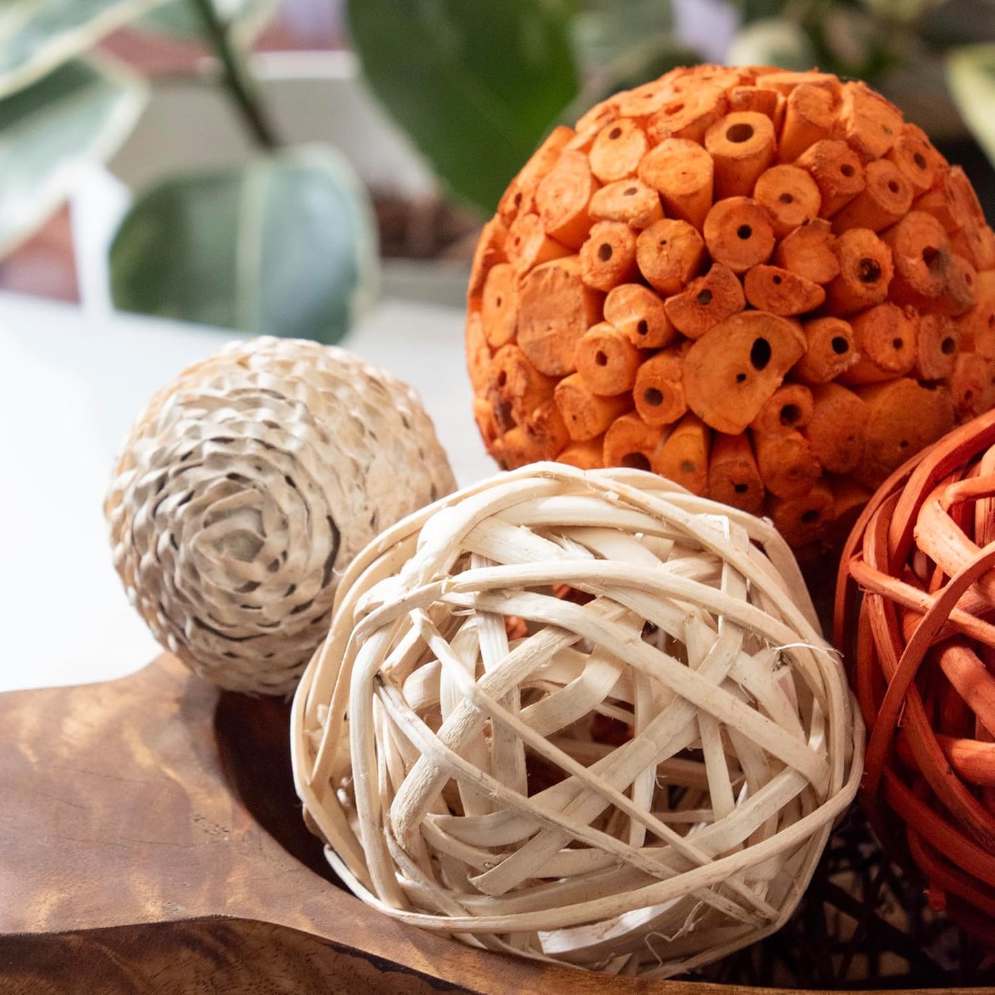 ANDALUCA Large Decorative Vase Filler Bag with Orbs, Balls (Burnt Orange)