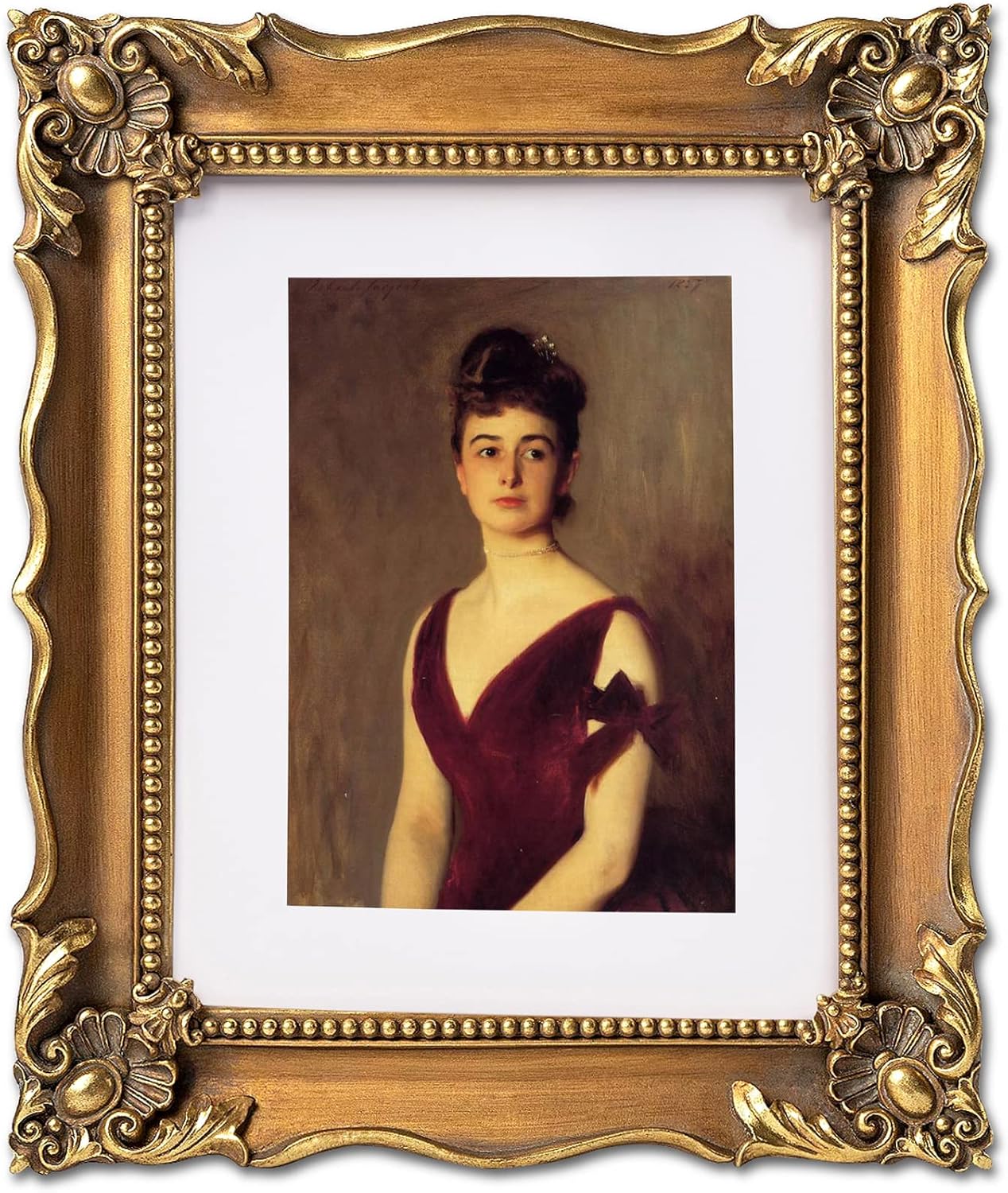 Vintage 8x10 Picture Frame with Embossed Flower, Ornate Gold Frame for 8x10 or 5x7 Photos with White Mat, Antique Photo Frame for Tabletop & Wall Hanging (Bronze)