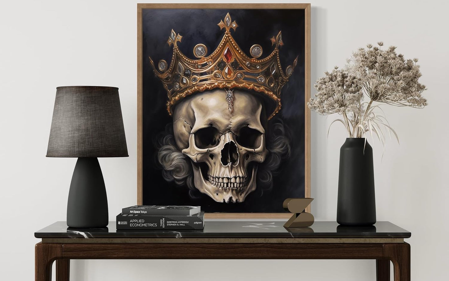 Skull Queen Poster Art Print, Halloween Scary Vintage Wall Art Academia Spooky Painting Decoration for Horror Prints, Gothic Posters Bedroom Decor 89 (Skull Queen, 16 x 20 inches, Wood Frame)