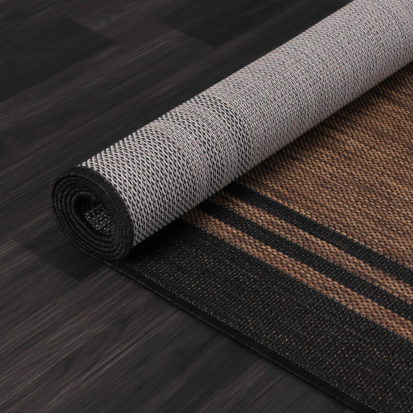 Bordered Outdoor Rug 6x9 Washable Outside Carpet for Indoor Patio Porch Waterproof Easy Cleaning Non Shedding Area Rugs Nut Brown 6 x 9