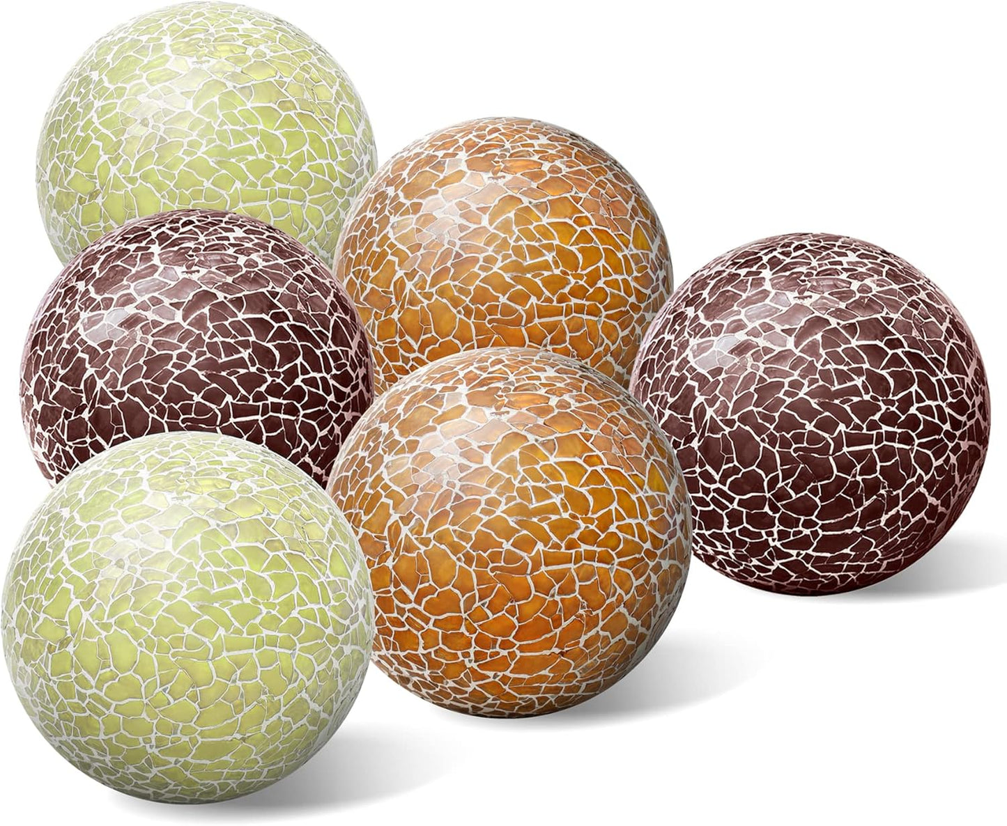 6 PCS 2.5inch Glass Decoration Orbs Set Glass Mosaic Sphere Balls Mix Color Bowls Vases Table Centerpieces Home Living Room Christmas Wedding Party Ornaments