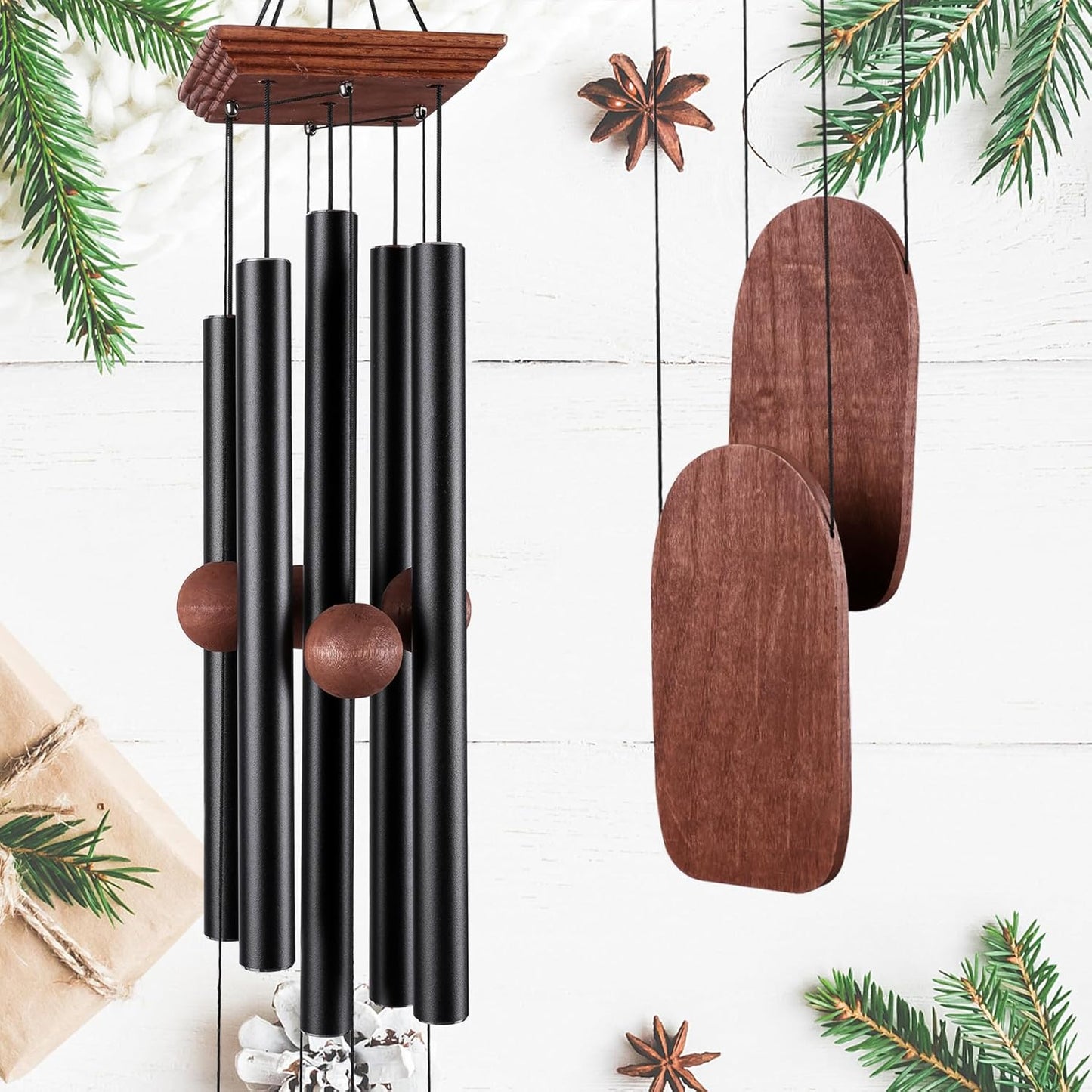 Wind Chimes for Outside Deep Tone, 36in Sympathy Wind Chimes Outdoor Clearance, Gifts for Mother's Day and Christmas, Outdoor Decor for Garden, Patio, Yard（Wood Wind Chime, Black）