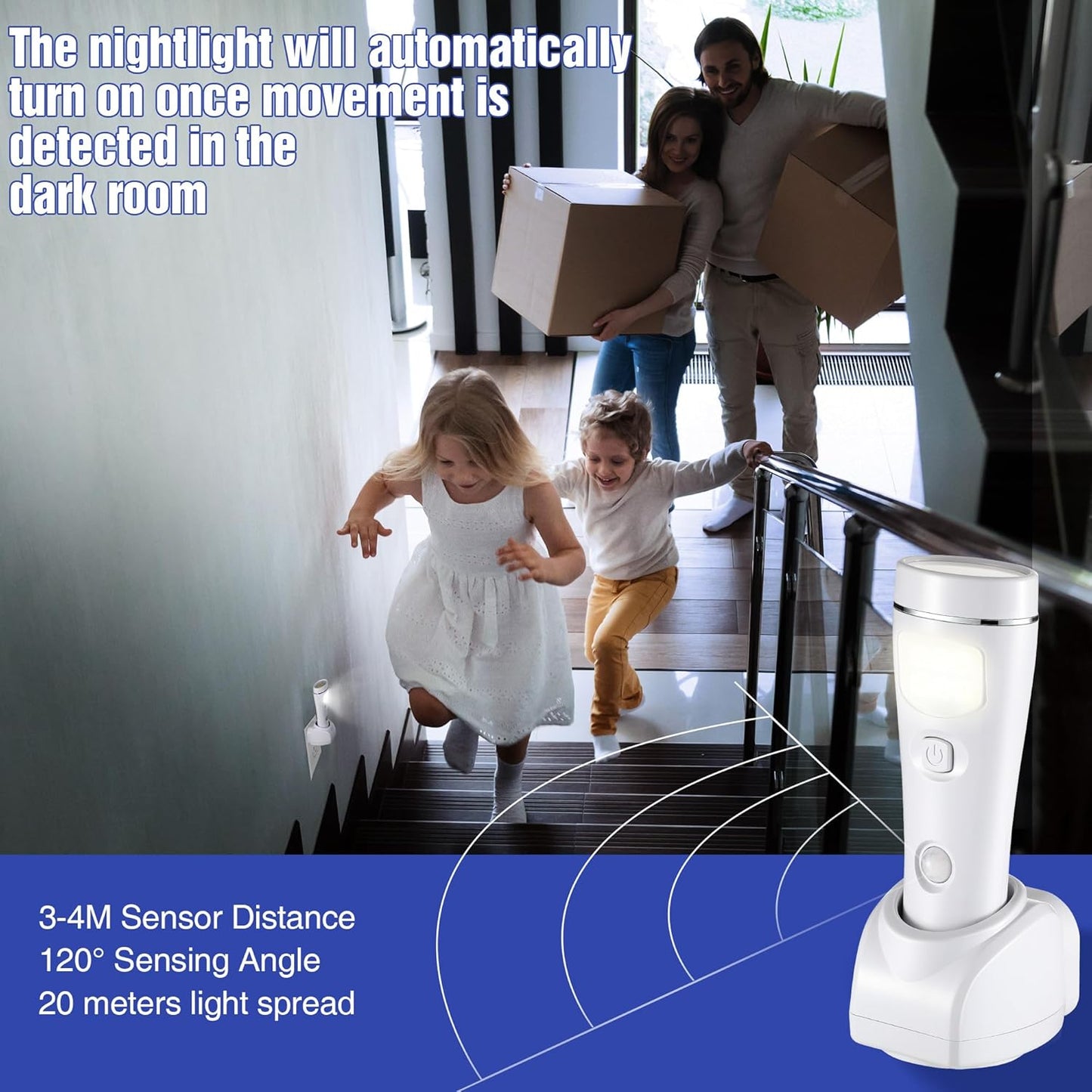 Enhon 4 in 1 LED Emergency Lights for Home Power Failure, 3 Pack Rechargeable Plug in Flashlight Motion Sensor Night Light, Automatic Turn On Power Outage Light for Home Hurricane Supplies(White)