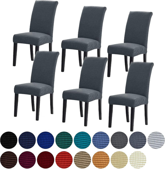 Howhic Stretch Chair Covers for Dining Room Set of 6, Removable Washable Dining Room Chair Covers, Dining Chair Slipcovers Seat Protector, Great Home Decor and Banquet Upholstery (Gray, 6 Pack)