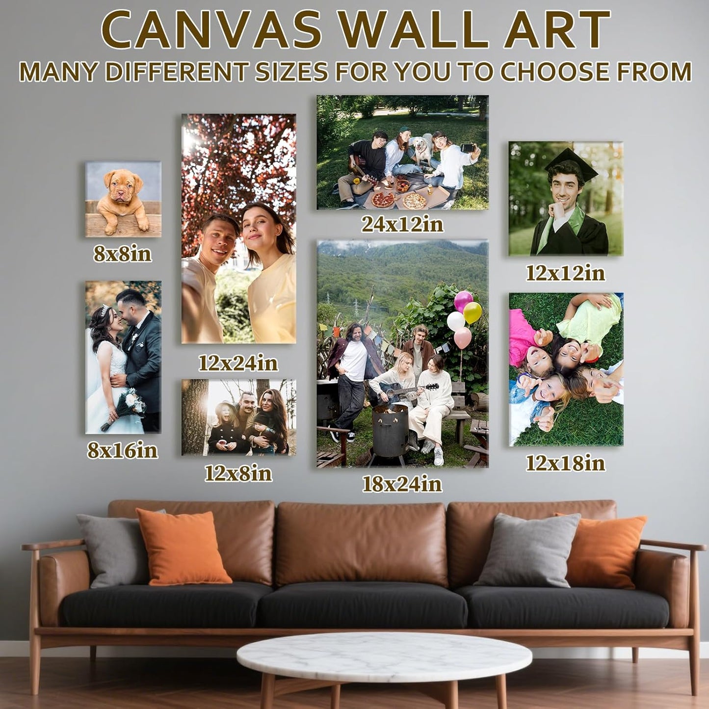 Custom Canvas Prints with Your Photos - Personalized Pictures Print, Customized Photo Gifts, Wall Art Poster Canvas Printing for Wedding, Family, Baby, Pets, Home Office Decor, Wrapped Frame 24x36