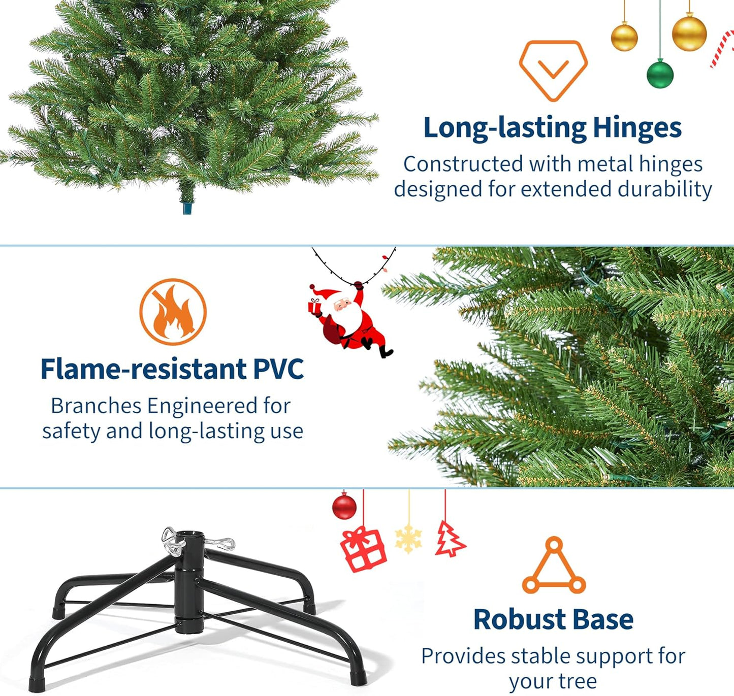 9FT Pre-Lit Artificial Christmas Tree with Color Lights,Green PE & PVC Artificial Xmas Tree,Easy Assembly, Full Branch Tips& Foldable Stand for Home, Office, Party Decoration for Xmas Holiday