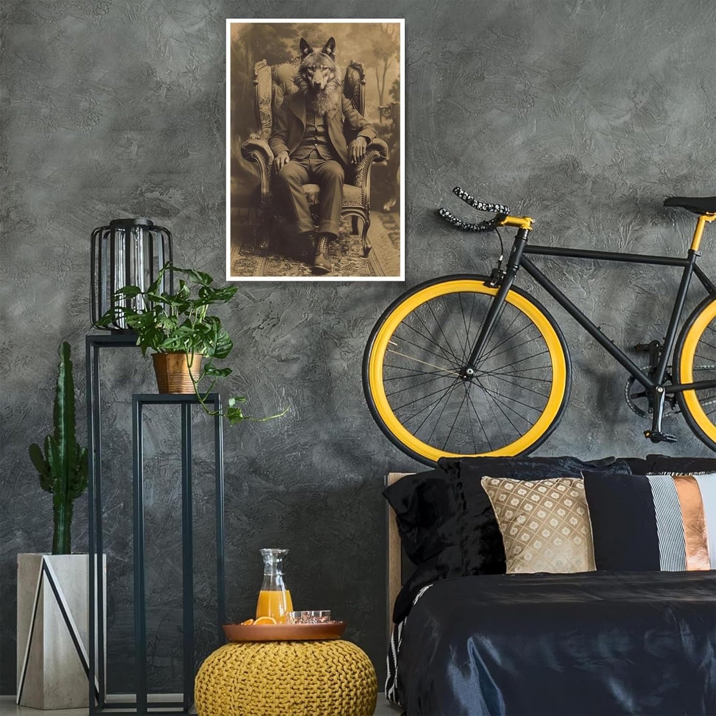 Werewolf Vintage Shoot Art Poster Print Canvas Wall Art Ideal for Dark Academia Gothic Occult Decor Living Room Bedroom Office Posters Decorations Creepy Picture 16X24inch Unframed