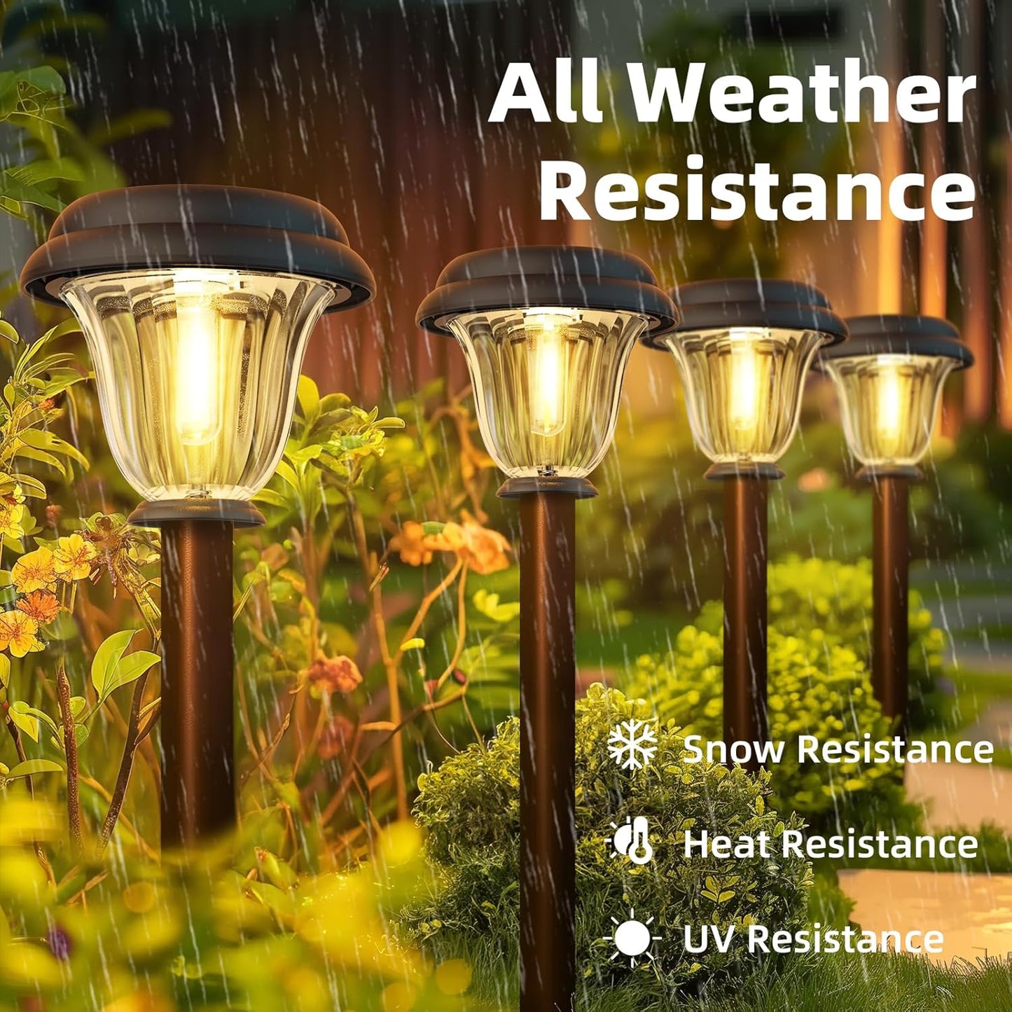 DERAYSION 8 Pack Solar Lights Outdoor, Stainless Steel Glass Solar Pathway Lights, Auto On/Off Long-Lasting Waterproof Landscape Lighting for Garden, Landscape, Path, Yard, Warkway (Warm White)