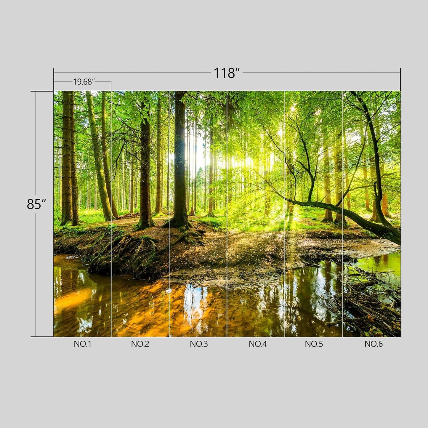 Nature Forest Wallpaper Woodland Peel and Stick Wall Mural for Bedroom Living Room - 85"x118"