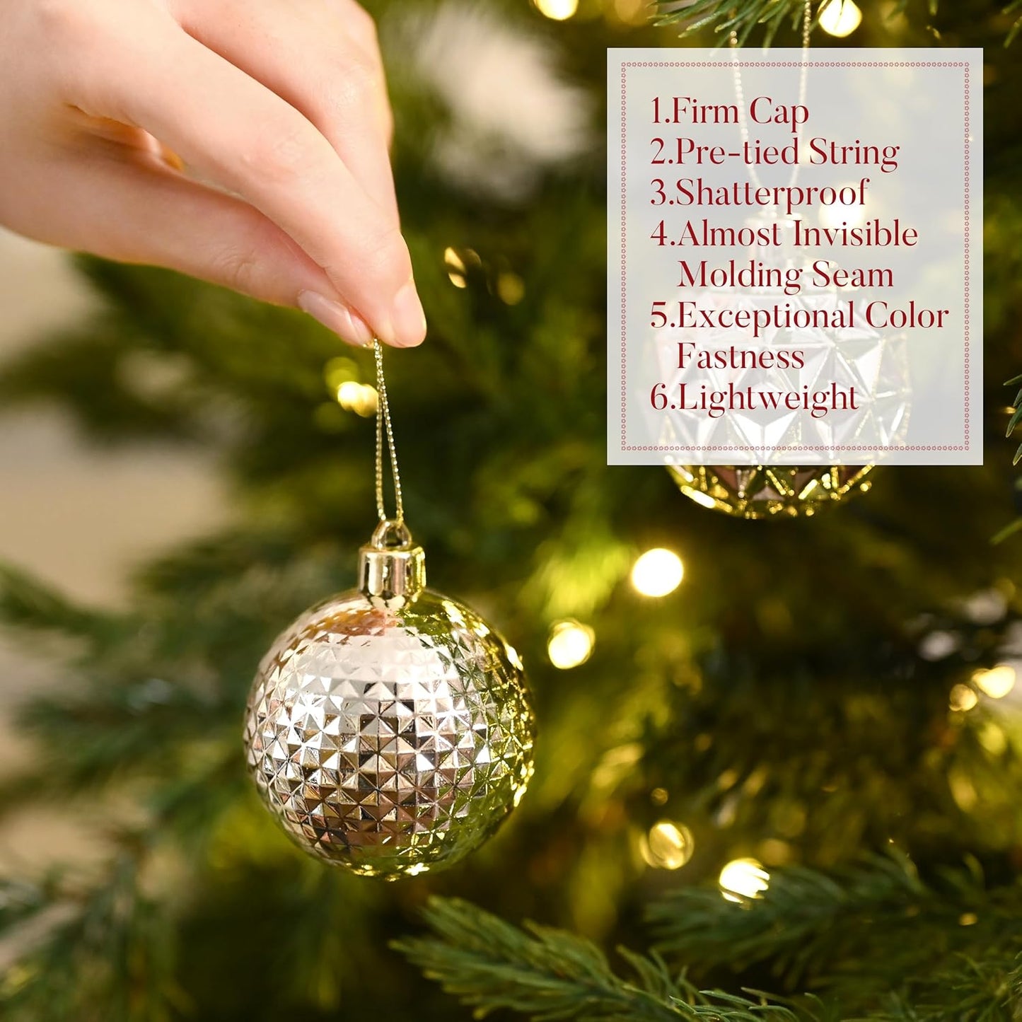 Valery Madelyn Christmas Tree Decorations Ornament Set for Fall Halloween, 50ct 2 Inches Champagne Shatterproof Christmas Ball Ornaments Hanging Xmas Holiday Party Decor