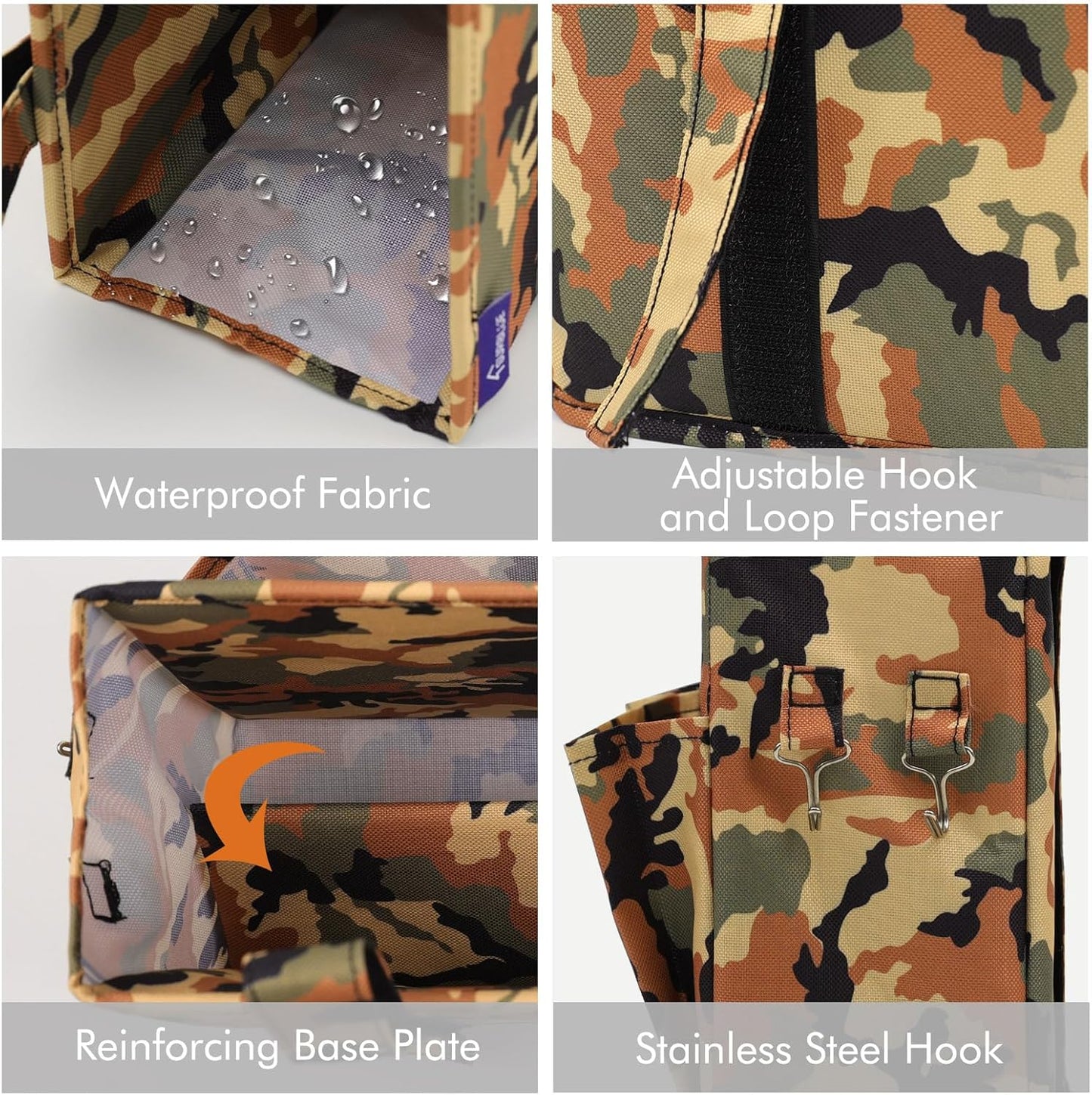 Surblue Bedside Caddy Hanging Organizer Storage Bag Pocket for Bunk, Hospital Beds, College Dorm Rooms, Baby Bed Rails, Wheelchair Side Bag, Camp Chairs, 4 Pockets and 2 Hooks (Small Desert)