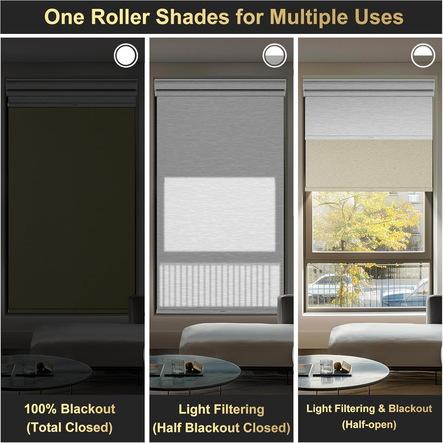 BERISSA Cordless Dual Roller Shades with Cassette Valance,Double Window Shades Blackout and Light Filtering Shades,Day and Night Roller Shades for Home Office Door.Beige and White.38 W x 80" H