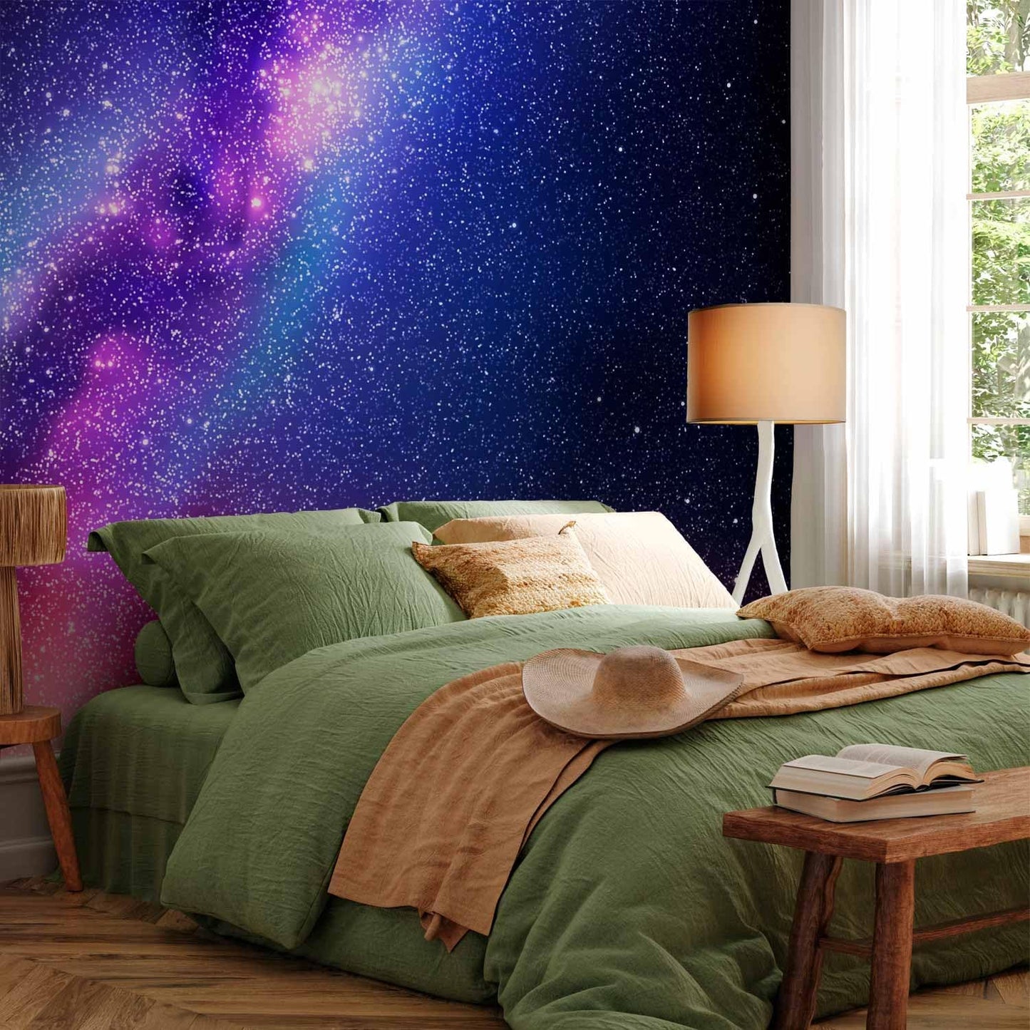 artgeist Wall Mural Galaxy 98x69 in - XXL Non-Woven Wallpaper Fleece Wall Decor Photo Print Picture Image Abstract Space Sky Star Cloud Violet f-C-0487-a-a