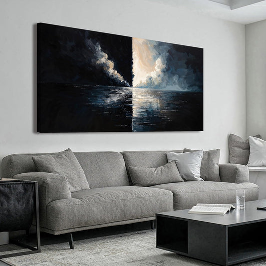 Large Abstract Wall Art Decor Wall Art Pictures for Living Room Abstract Canvas Art Wall Decor Modern Black and White Wall Art Prints Large Coastal Wall Art Decorations Bedroom Office Home Decor 24" X 48"