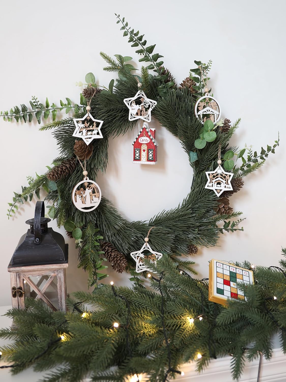 18Pcs Nativity Christmas Tree Ornaments Set, Wooden Nativity Scene Ornament, Religious Gift for Christian Family Christmas Decoration