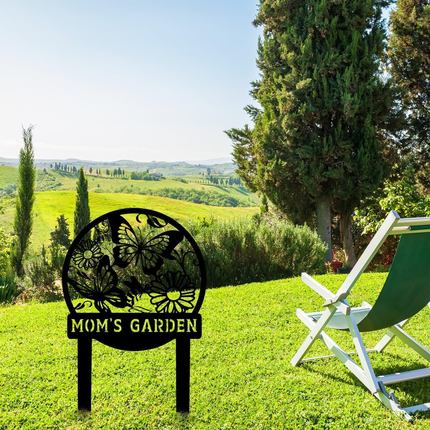 Personalized Butterfly Garden Metal Sign with Stake, Custom Address Plaque Yard Name Sign, Farmhouse Decorations