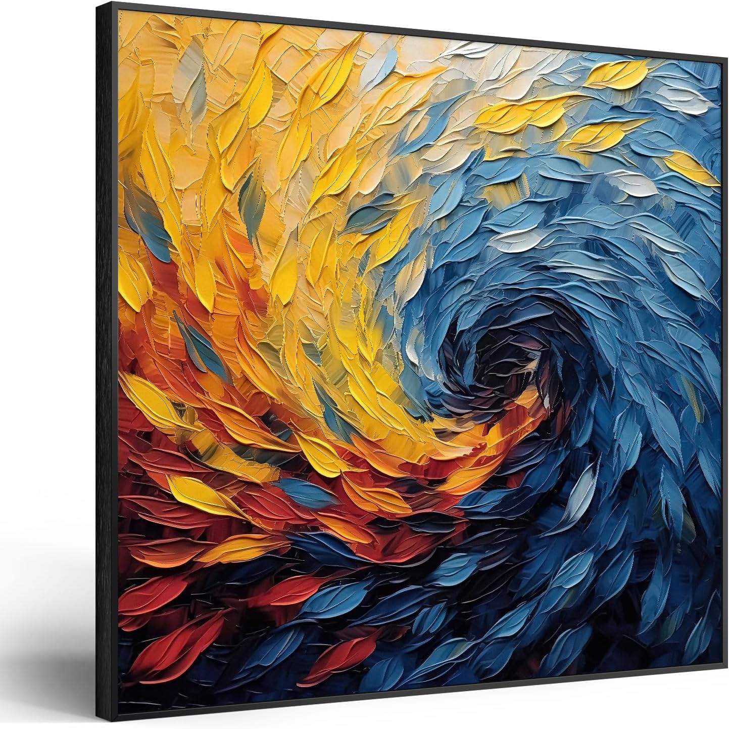 Large Framed Blue Modern Abstract Wall Art for Living Room, Minimalist Canvas Paintings Artwork for Walls, Blue Yellow Art Prints Pictures for Hallway Bedroom Office Wall Decor -30x30 Inch