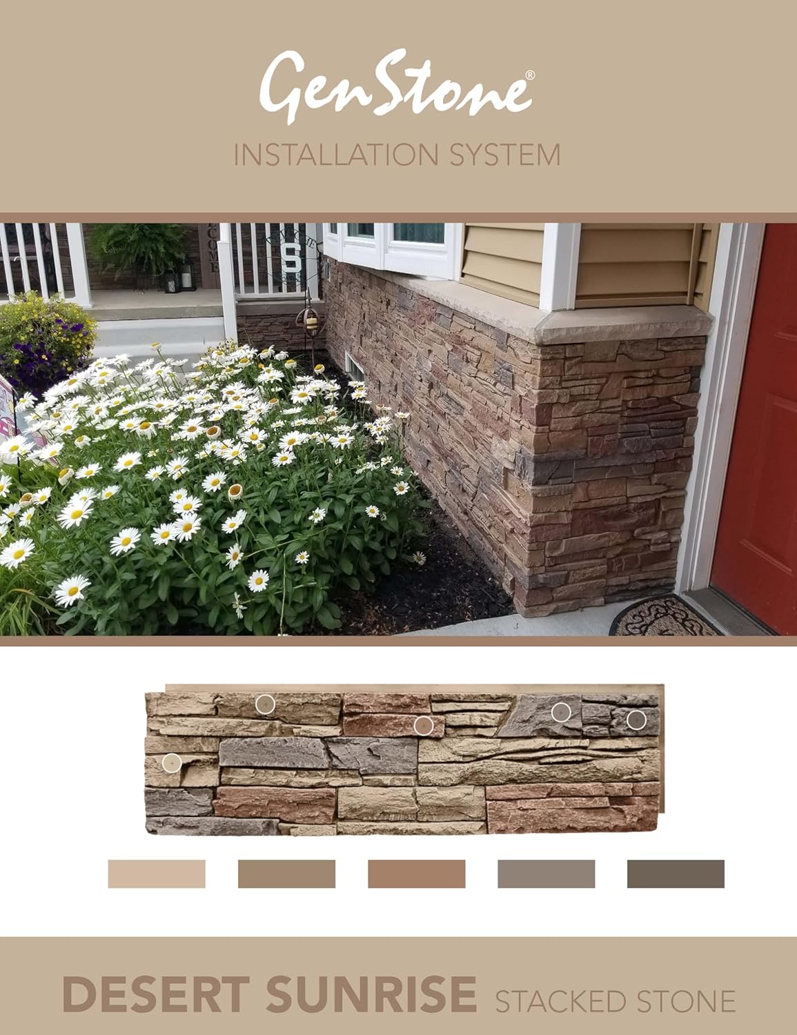 GenStone Faux Stacked Stone Flat Pillar Cap 13.5" x 13.5" x 1.75" in Desert Sunrise Color for Do It Yourself Friendly Home Improvement Projects