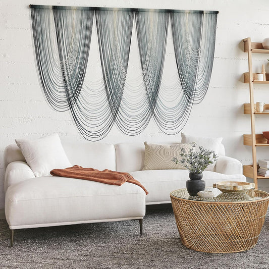 IOWER Large Macrame Wall Hanging Dip-Dyed Macrame Wall Decor Boho Wall Decor Craftsmanship Fiber Art 57" W x 41" L