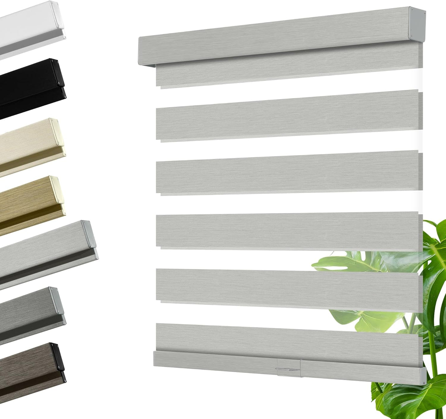 Cordless Zebra Blinds for Windows, Blackout Interior Blinds,Easy to Install,UV Protection,for Offices and Home,Custom Roller Shades, Mousse Light Grey,82" W x 64" H