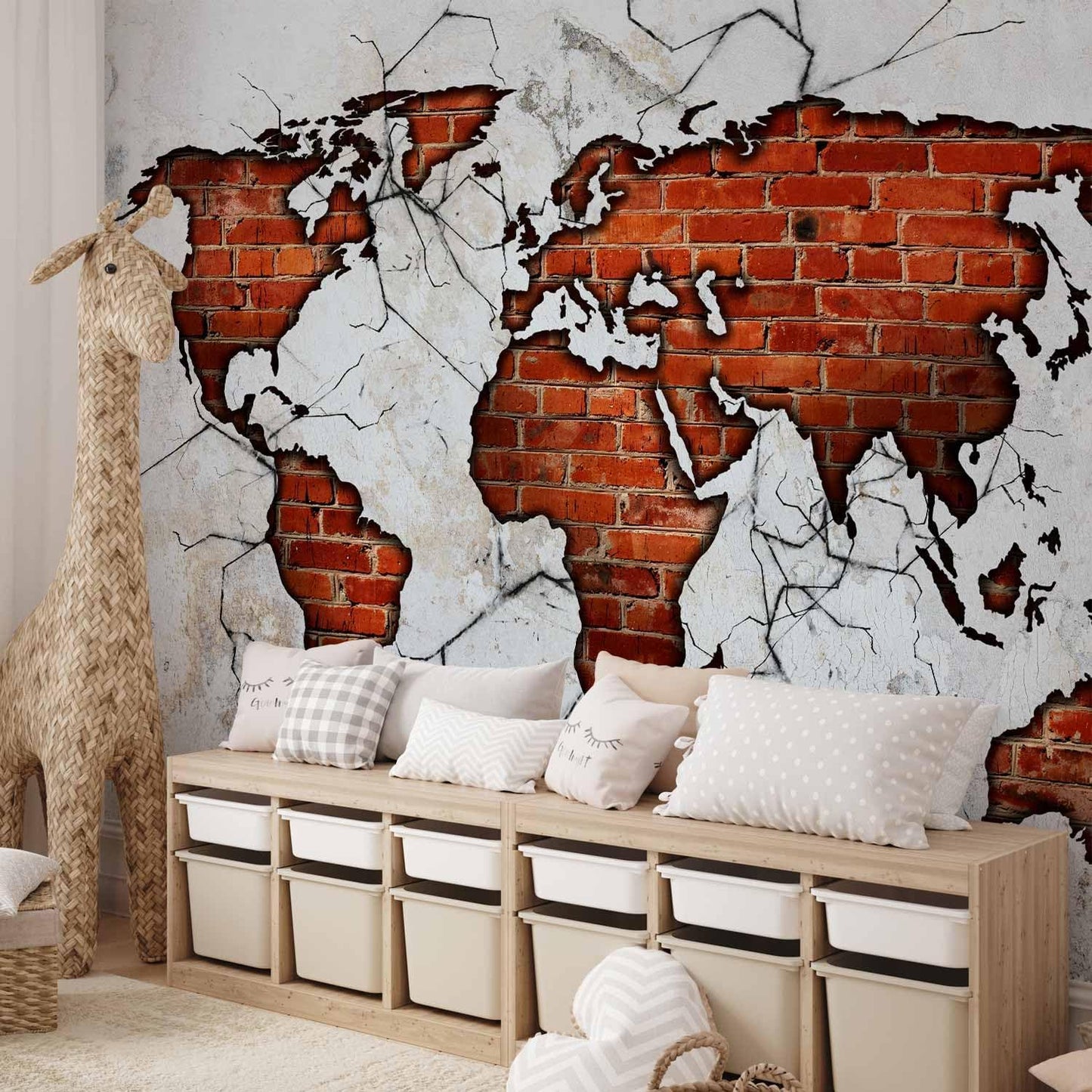 artgeist Wall Mural World Map 157x110 in - XXL Non-Woven Wallpaper Fleece Wall Decor Photo Print Picture Image Design Map of The World k-A-0495-a-a
