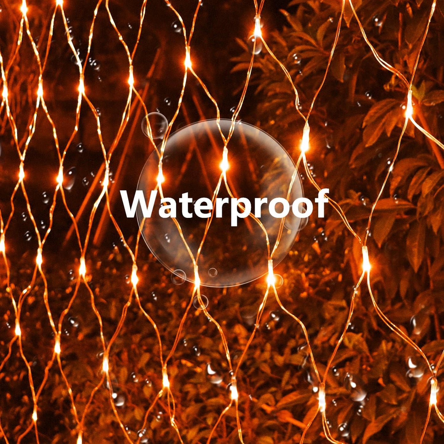 Solar Net Halloween Lights Orange Fall Decor, 200 LED Mesh Lights Outdoor, 19 Modes Transparent Wire Solar Powered Wrap Tree for Garden, Yard, Bushes, Trunk, Christmas Decor-9.8ft x 6.6ft