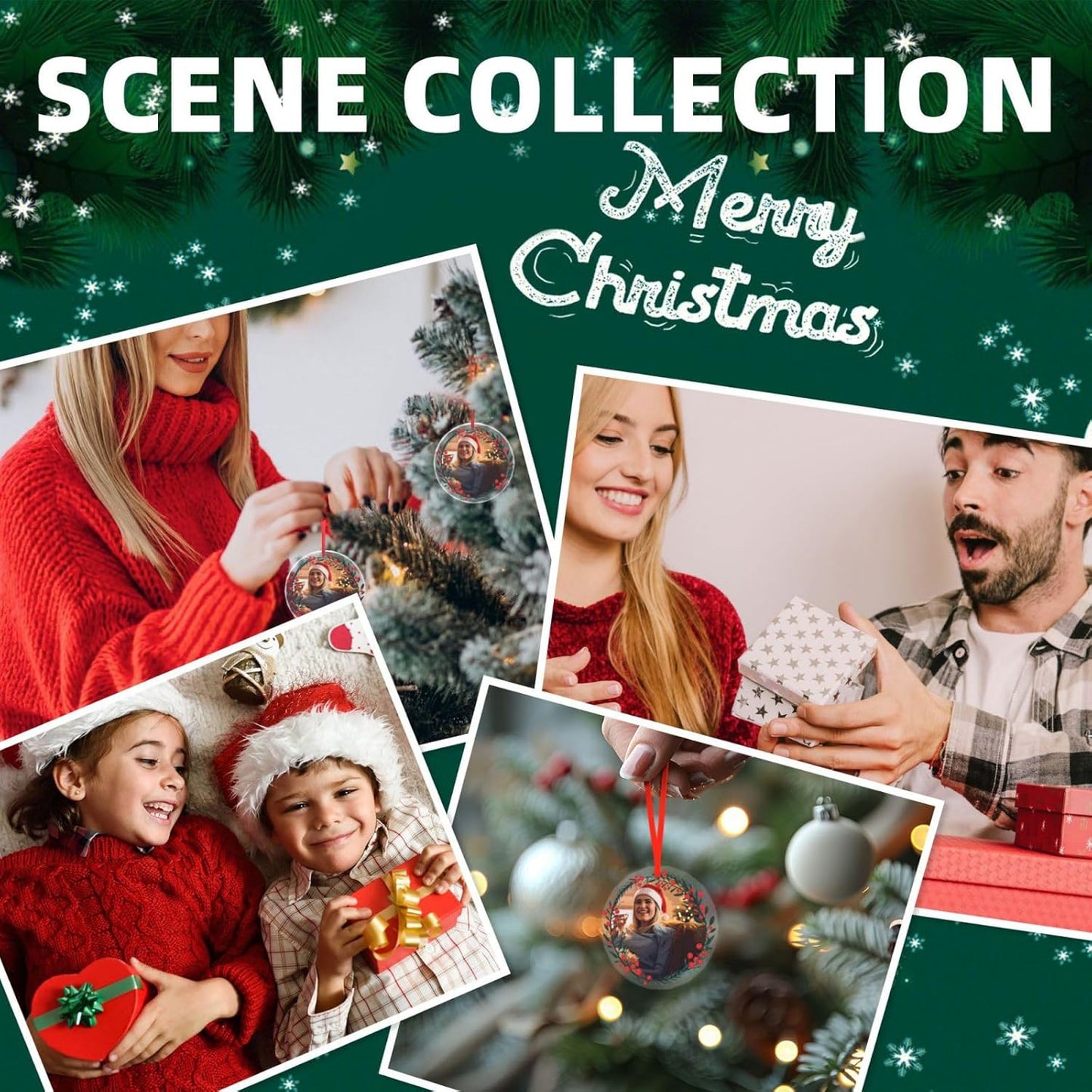 Personalized Christmas Ornaments, Custom Glass Ornament with Photo,Customized Christmas Tree Decor Gifts for Family, Dad, Mom, Him, Her