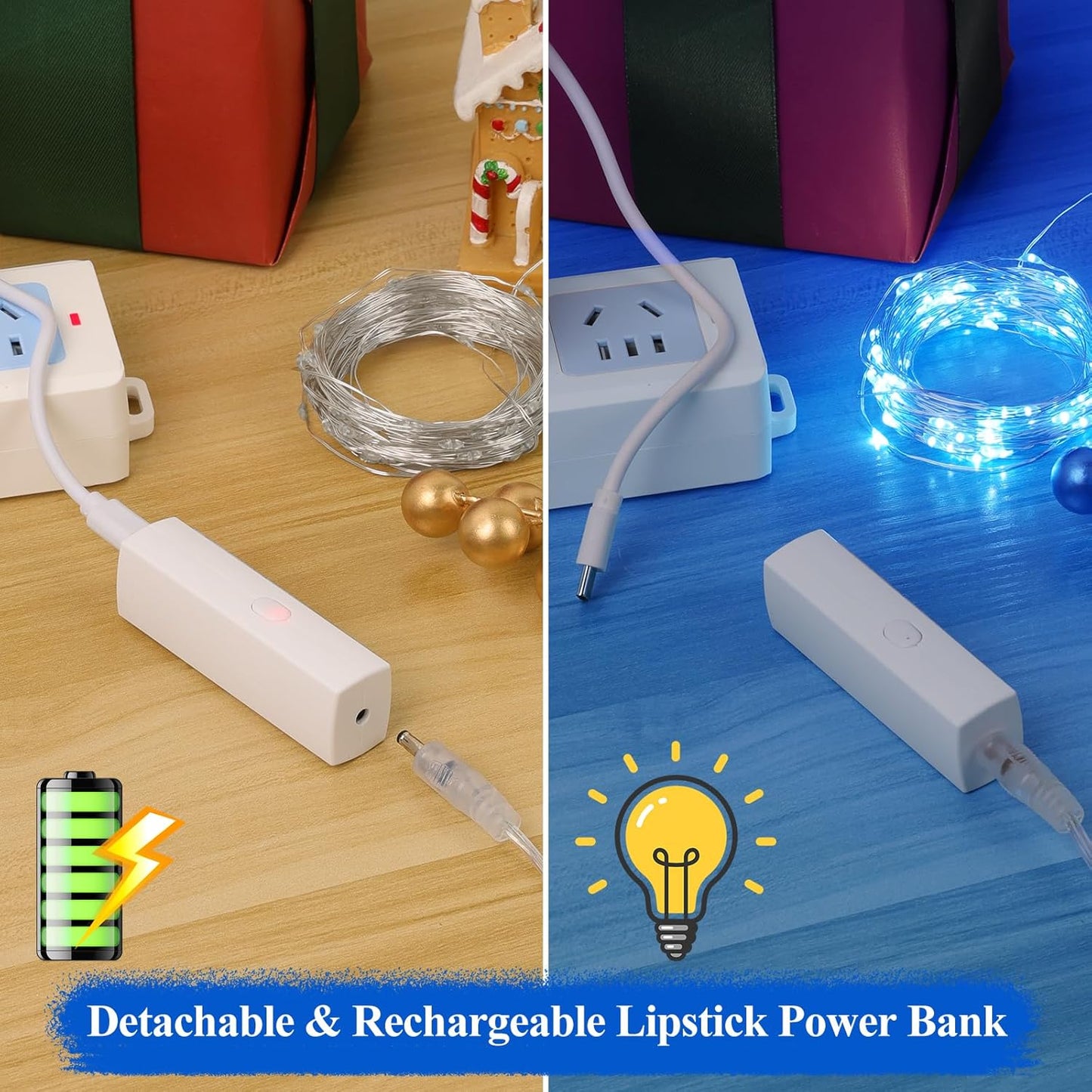 Lakumu LED String Lights Battery Operated, Fairy Lights with Timer, Mini Twinkle Lights for Bedroom, Christmas Decorations, Wedding, Vine, Centerpiece Table Decor (10M/33FT Blue)