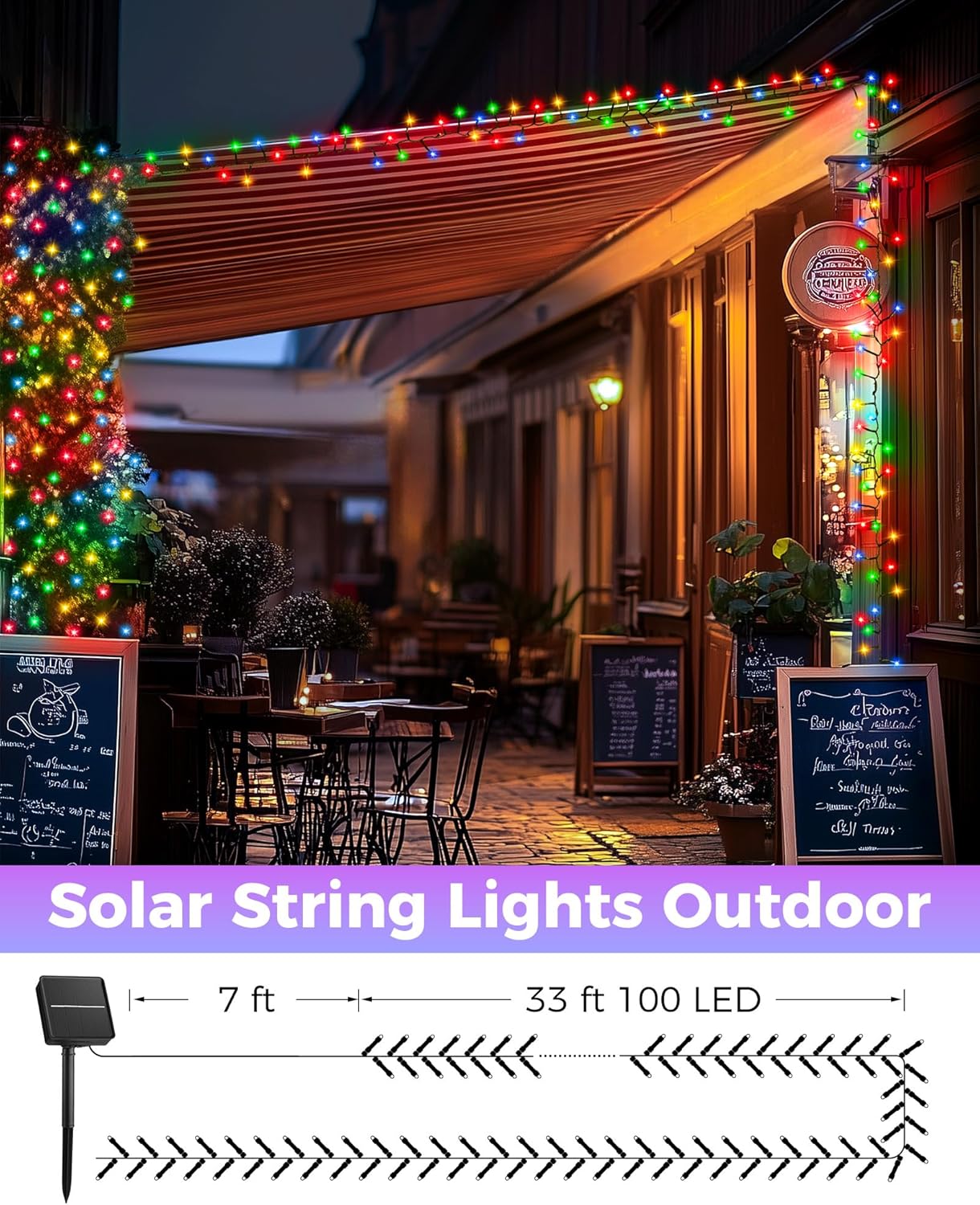 Brightown Solar String Light for Outside, 50 FT 120 LED Extra-Bright Solar Lights Outdoor, Solar Outdoor String Lights Waterproof with 8 Lighting Modes for Yard Tree Garden Decorations(Multicolor)