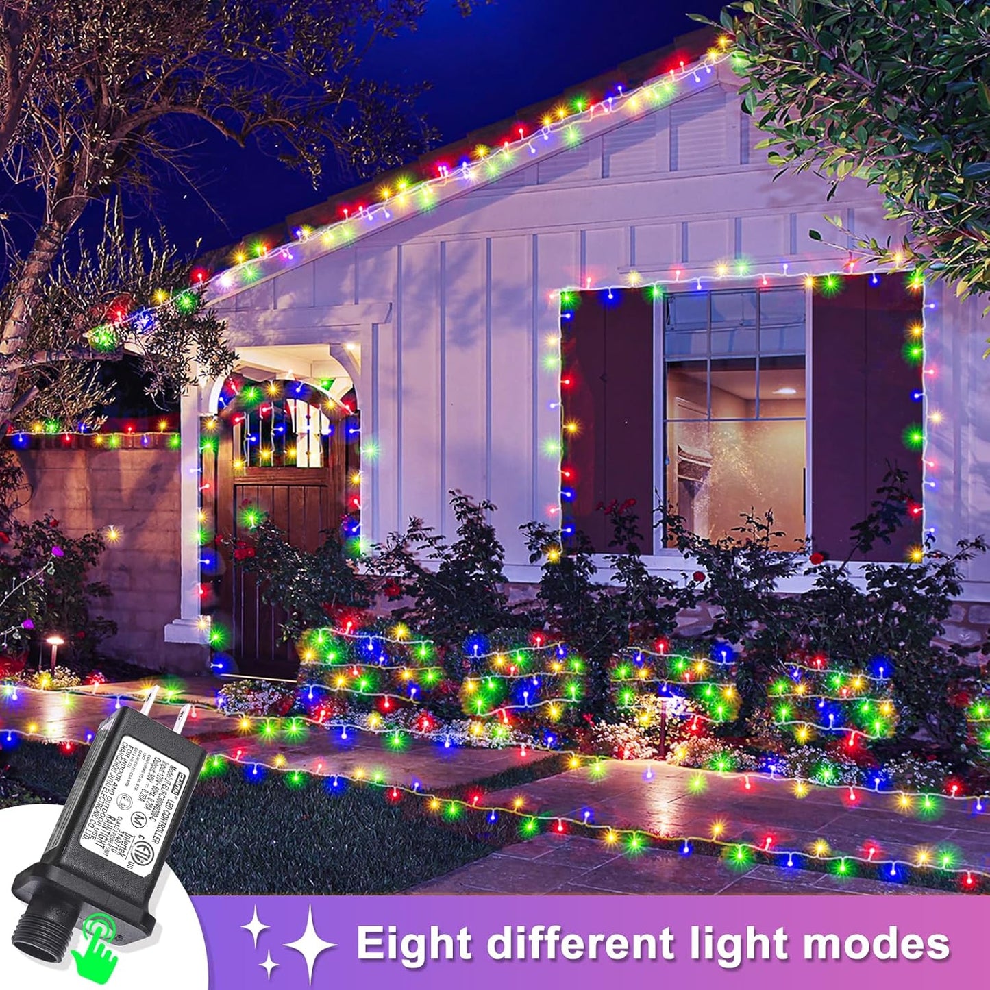 250 LED Christmas Lights Indoor Outdoor, 82ft 8 Modes Clear Wire Christmas String Lights Indoor, Plug in Twinkle Fairy Lights for Bedroom Tree Christmas Decorations, Multicolor