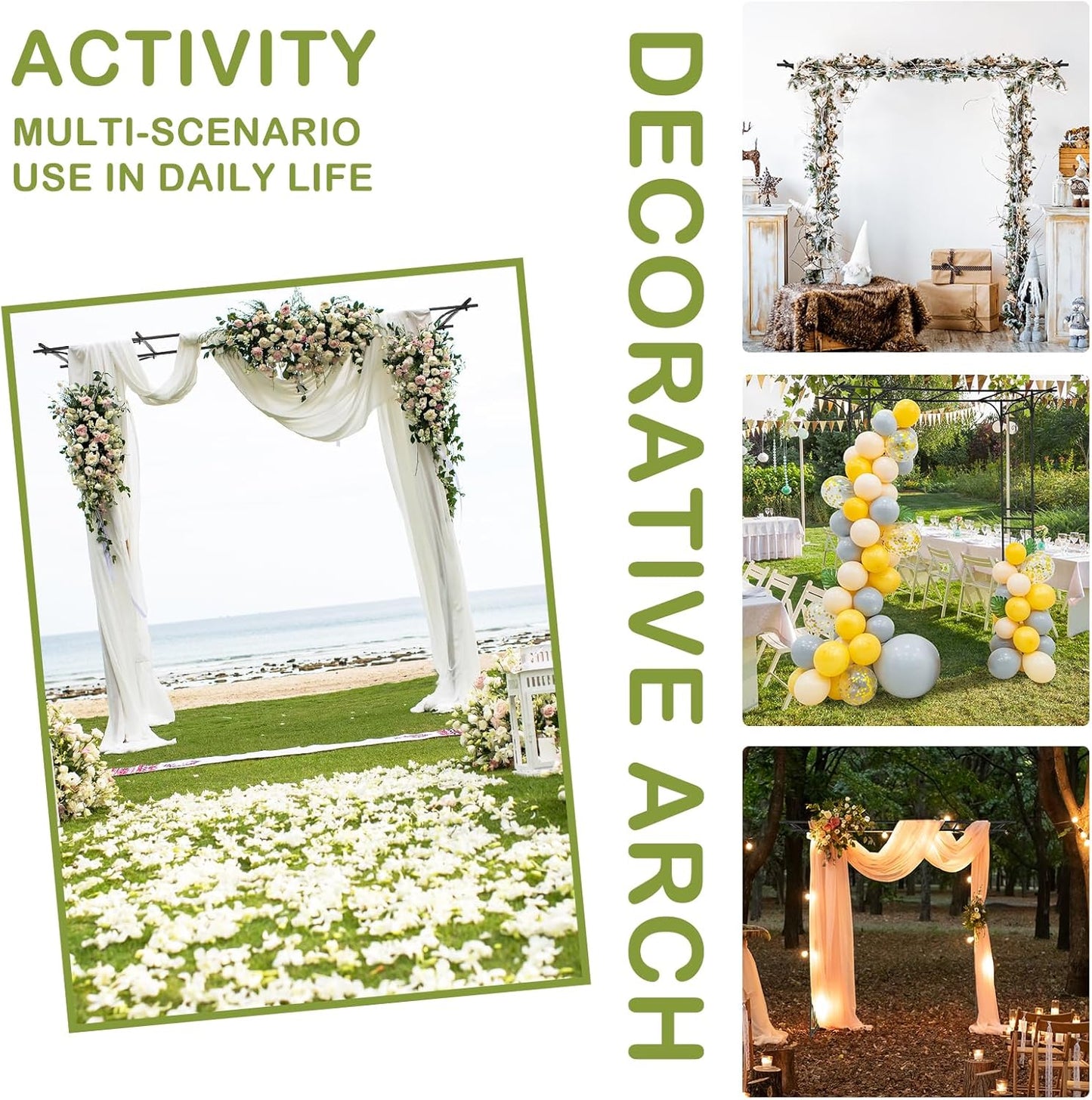 Outvita 7Ft Garden Arch Arbor, Steel Frame Stand Trellis, Arbour Archway for Wedding Ceremony Decoration Plant Climbing Rose Vines Lawn Courtyard Patio Pathway Black