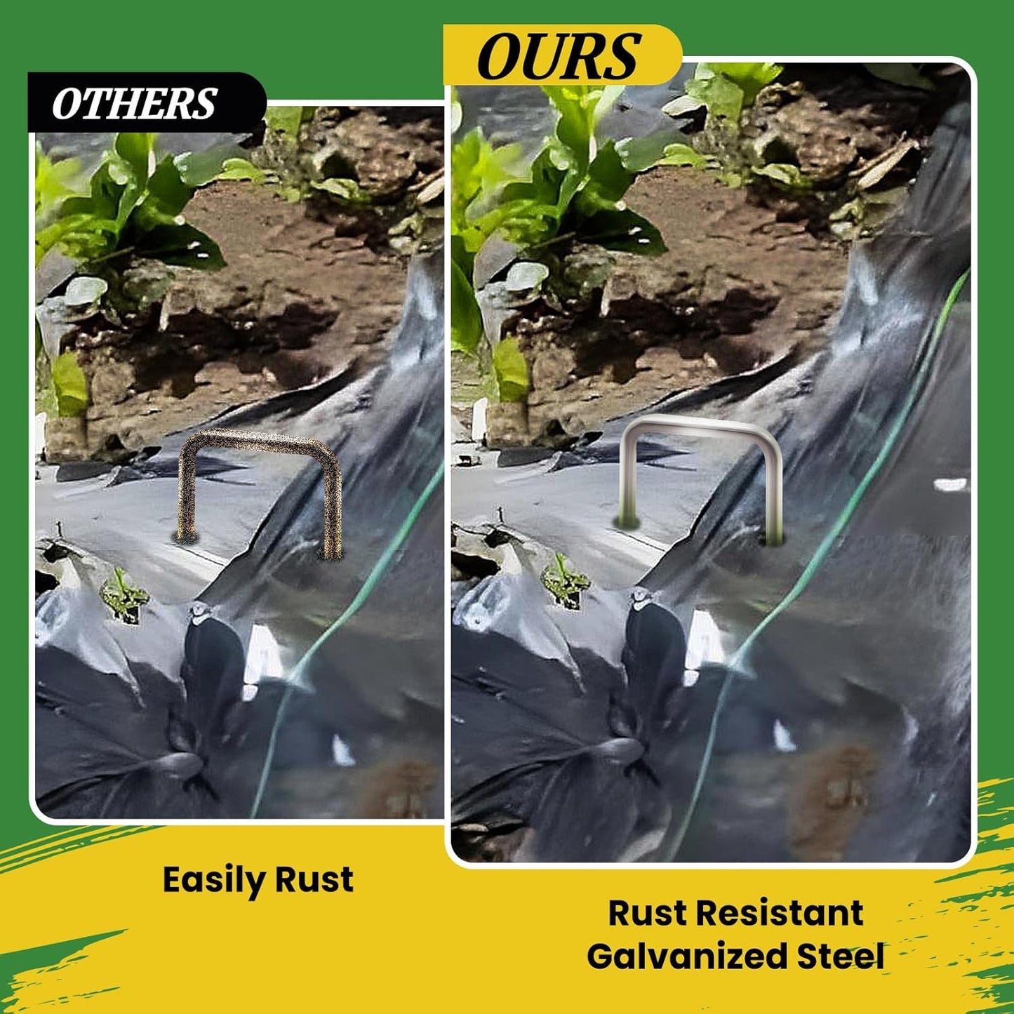 Landscape Staples Galvanized 8 Inch 120 Pcs, Metal Garden Stakes 1.6 Inch, Garden Staples for Lawn 11 Gauge