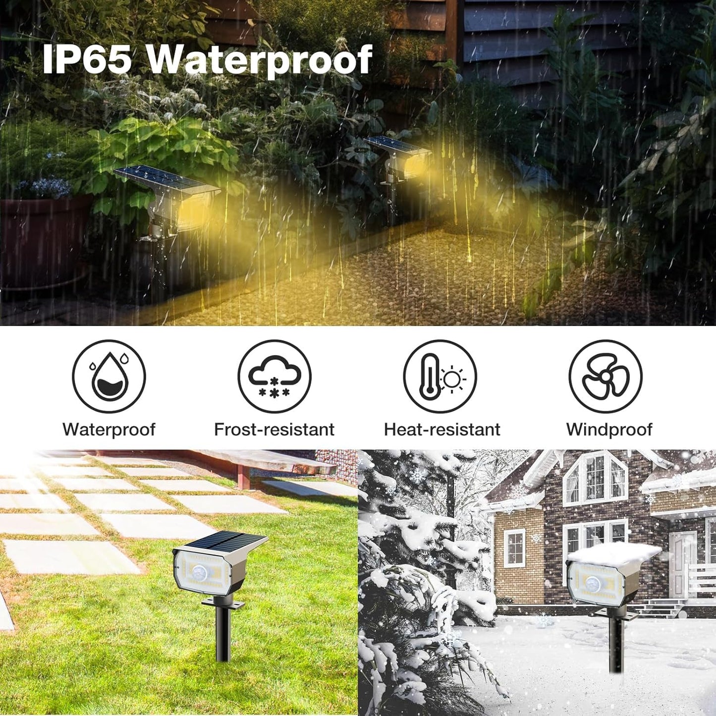 nipify 10 Pack Solar Spot Lights Outdoor Motion Sensor with 3 Modes,Solar Spotlights Outdoor Waterproof 2-in-1 Auto On/Off Landscape Lighting for Outside Yard Wall Garden Pathway, Warm White