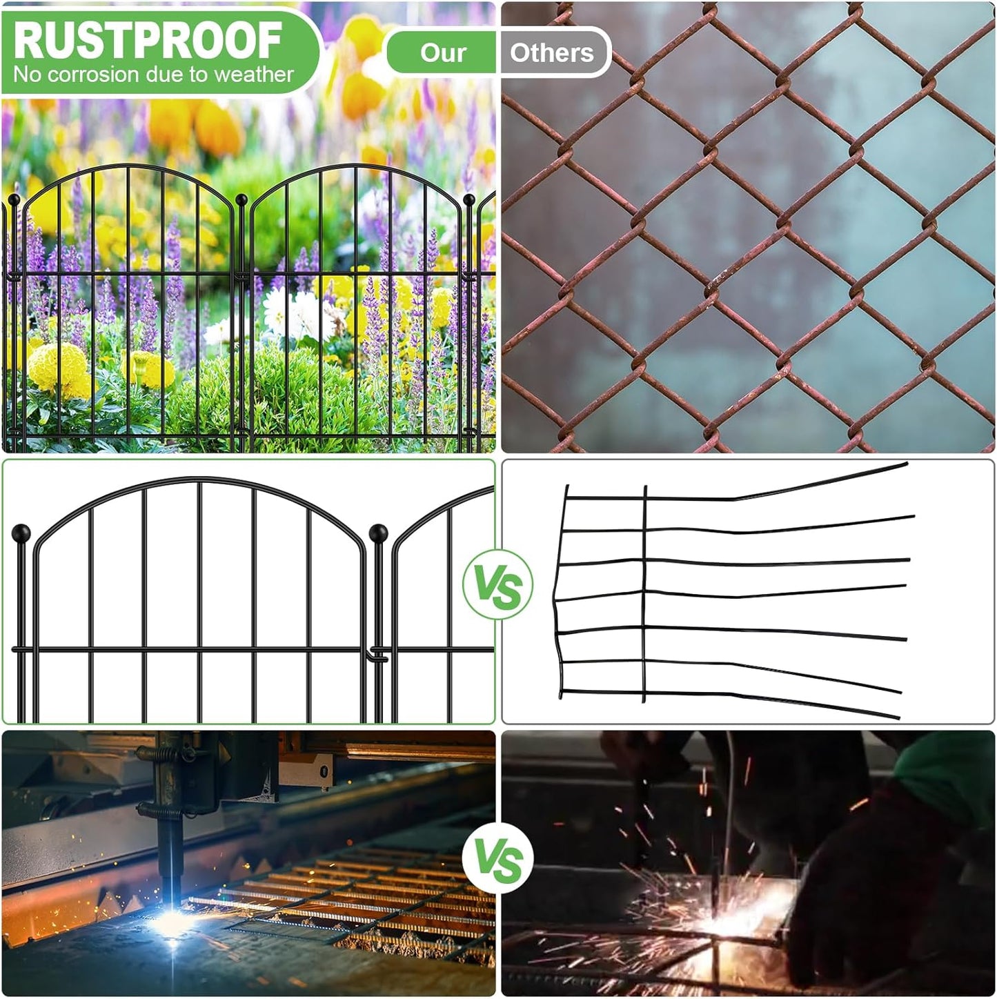 Decoration Garden Fence 17in x 20ft, 20 Pack Rustproof Metal Animal Barrier Fence, Arched Flower Bed Edge Decorative Rabbit and Dog Ground Defense No-Dig Fence for Patio Patio Outdoor