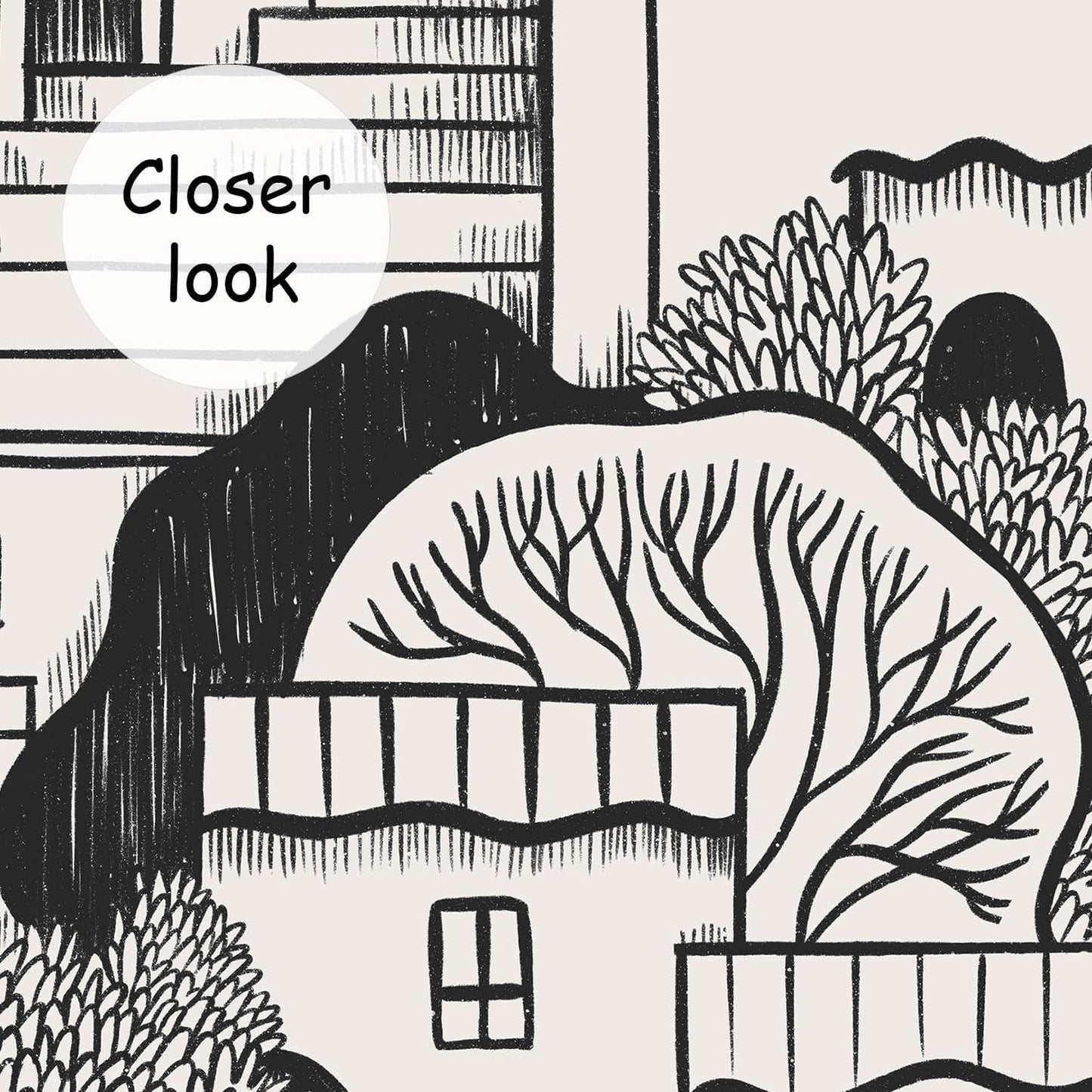 AFZEVEB-Black House with Trees Nursery Wallpaper murals for Bedroom 114"x74" (Not Peel and Stick)