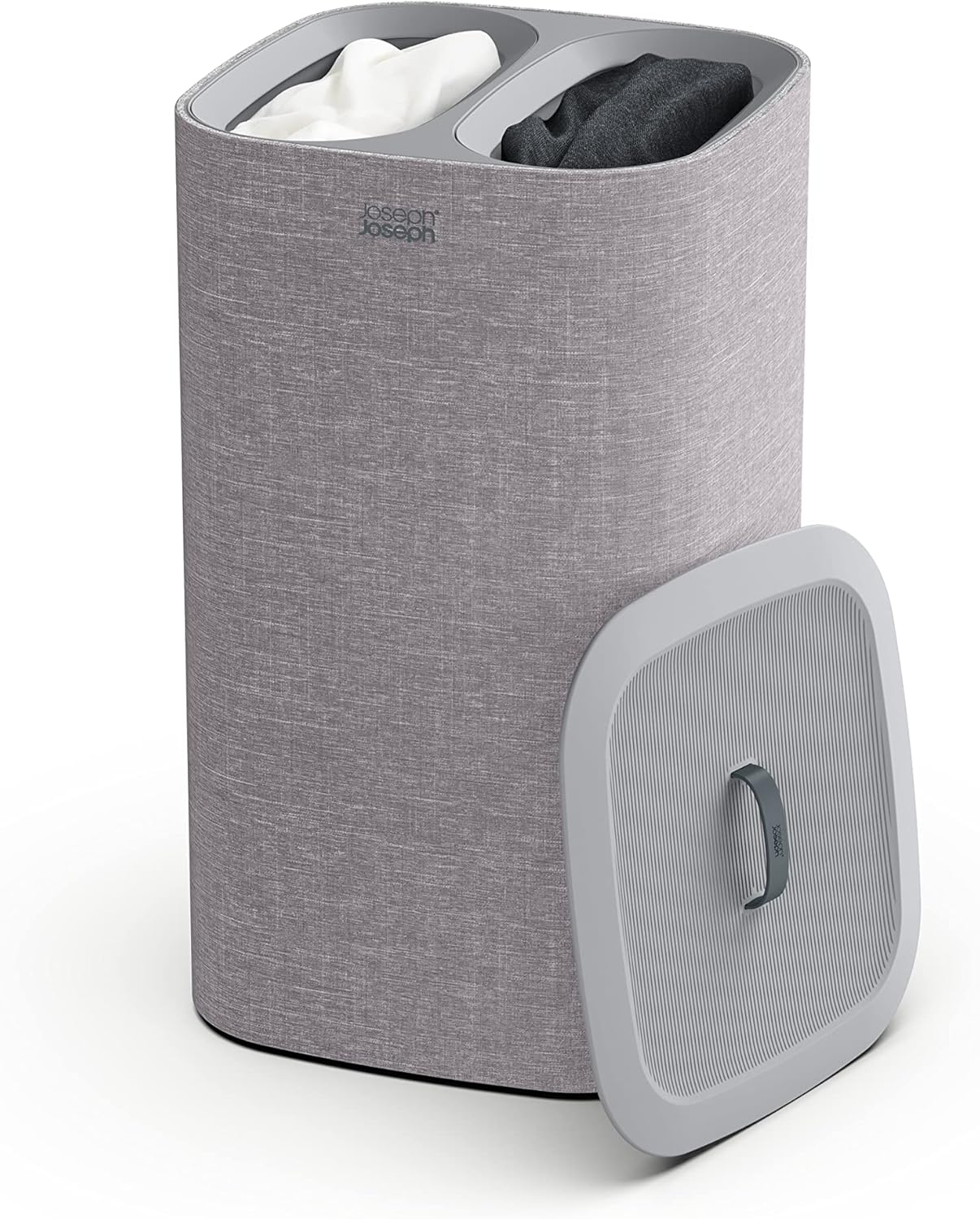 Joseph Joseph Tota 60 liter/15.8 gallon Laundry Hamper Separation Basket with lid, 2 Removable Washing Bags with Handles- Grey