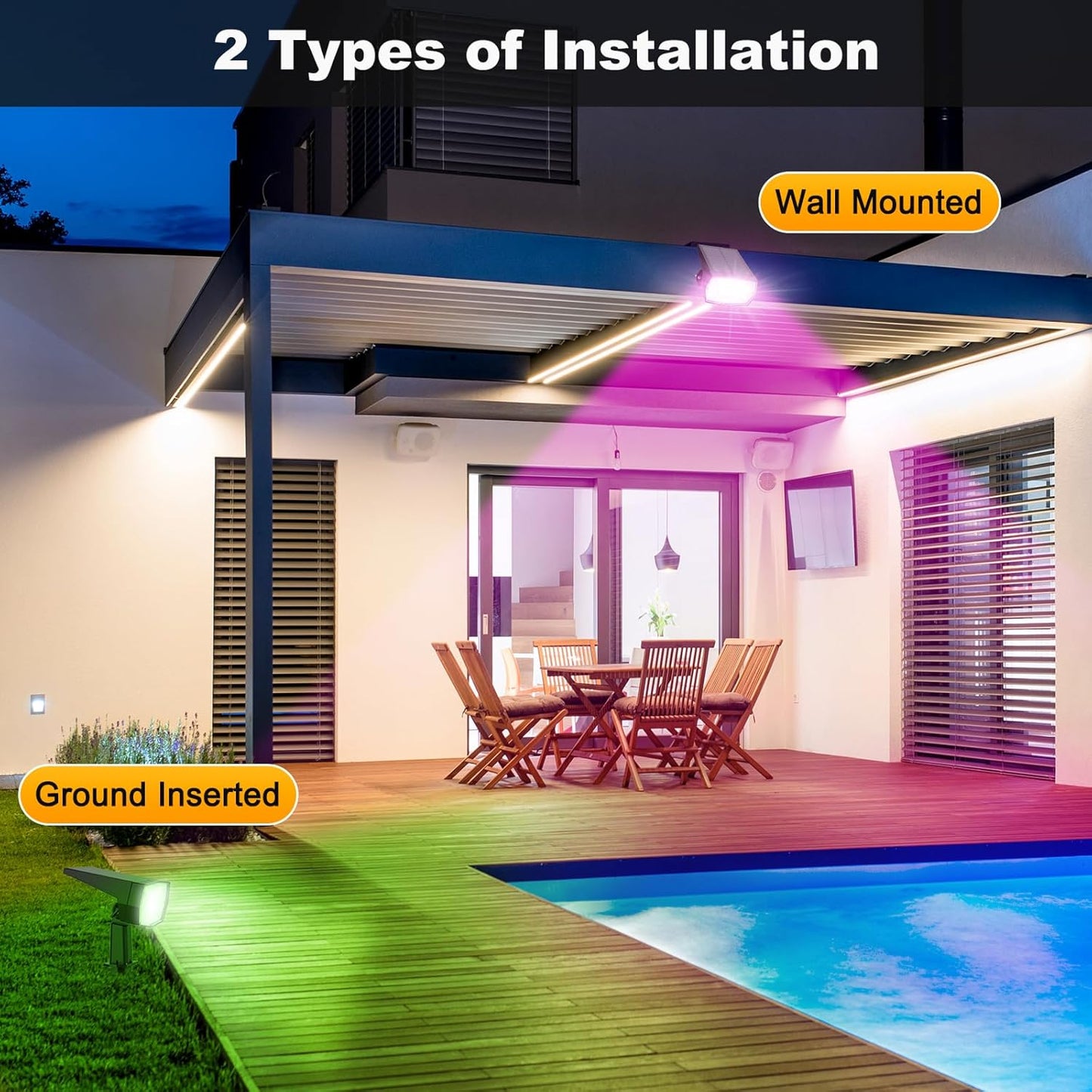 Fabrito Solar Color Changing Lights Outdoor, 9 Color Modes Landscape Spotlights, Dusk to Dawn Solar Powered Spot for Outside, Solar Garden Lights for Yard, Pathway, Tree 10 Pack (Multicolor)