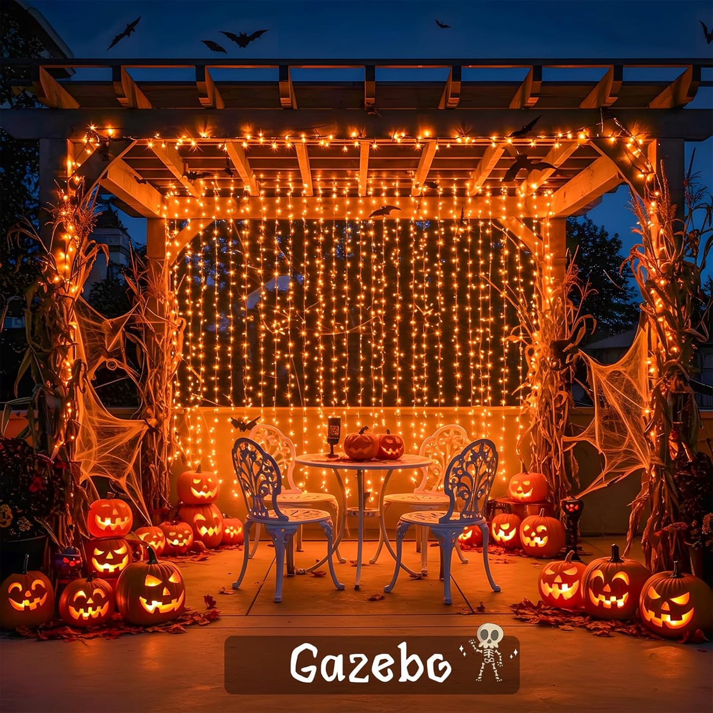 suddus Color Changing Curtain Lights for Halloween, 200 LED 6.5ft x 6.5ft Hanging String Lights with USB, Curtain Fairy Lights Indoor for Bedroom Wall, Party, Porch, Holiday, Purple and Orange