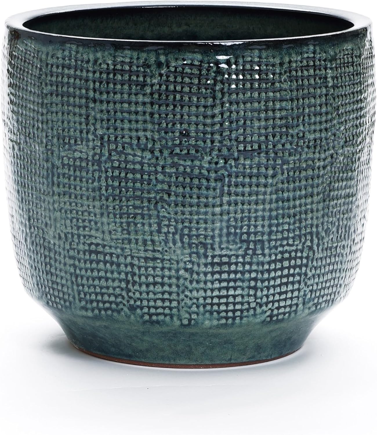 LuxenHome 15.5-Inch Dia Ceramic Plant Pot, Large Indoor Outdoor Decorative Planters with Drainage Hole and Rubber Plug, Modern Green Glazed Round Flower Pot Planter for Home Garden Patio Front Porch