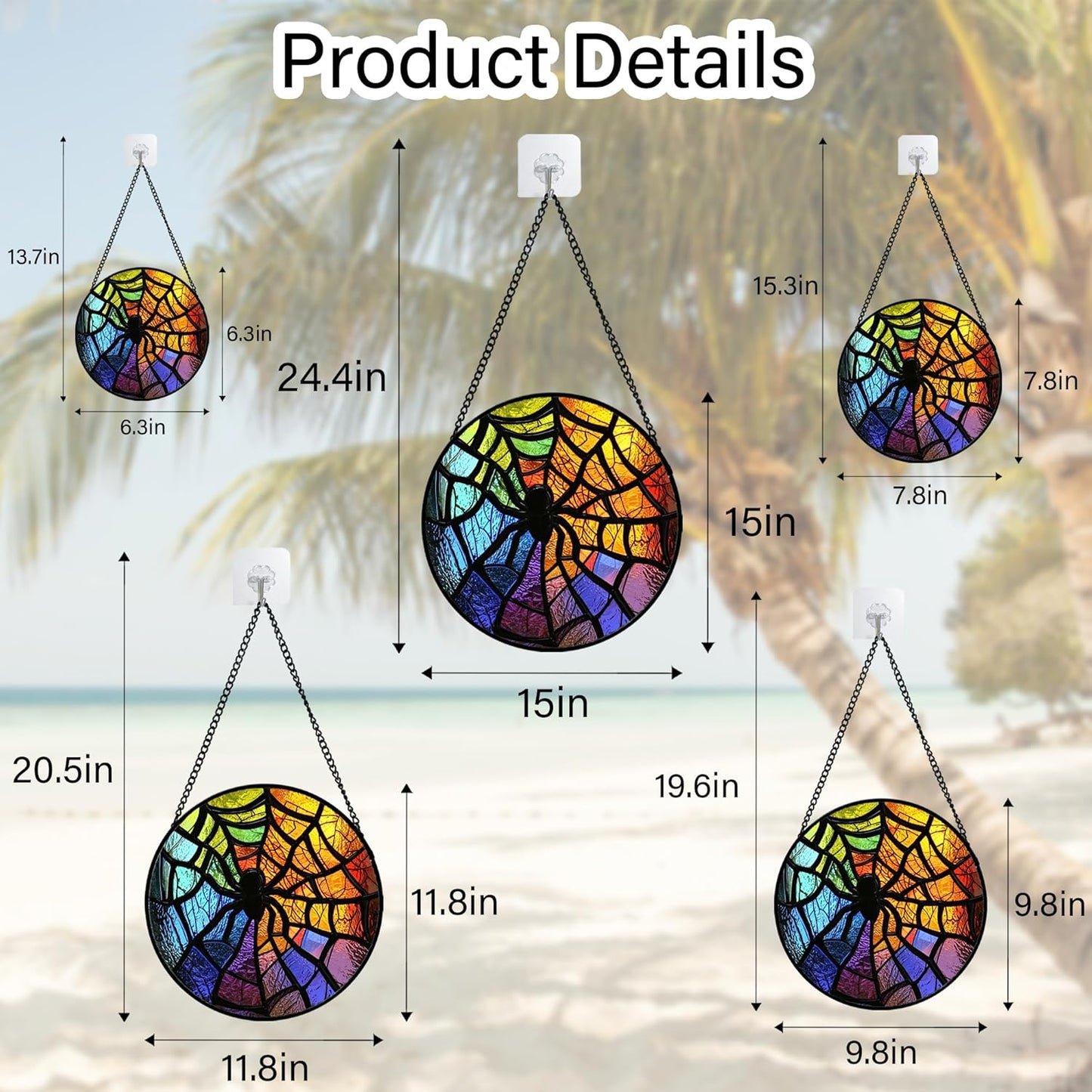 Stained Glass Suncatcher, Colorful Spider Sun Catcher Black Insect Stain Glass Window Hanging Decoration Mother's Day Birthday Gifts for Women Men Mom Nana 7.8 in