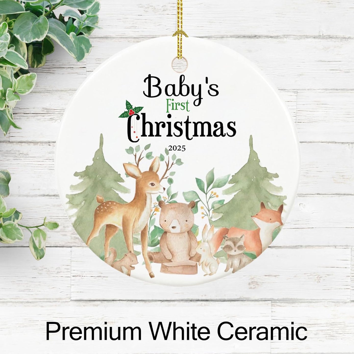 Baby's First Christmas Ornament 2025,Babys First Christmas Ornament for Girl,Boy, Ceramic Keepsake Babies Ornaments with Ribbon and Gift Box
