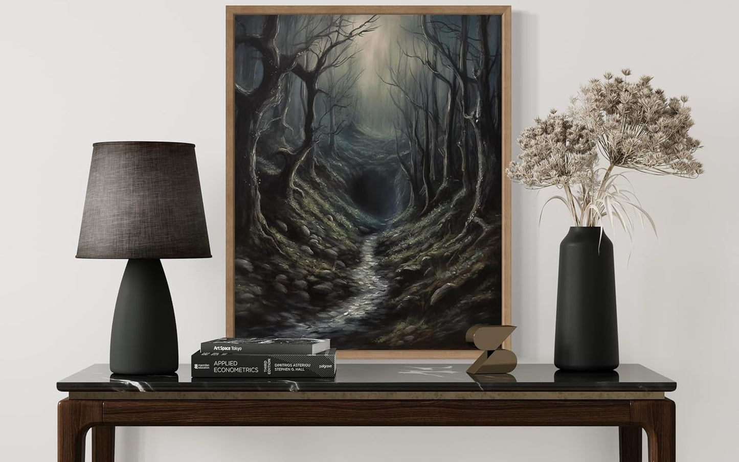 Dark Tunnel Poster Art Print, Halloween Scary Vintage Wall Art Academia Spooky Painting Decoration for Horror Prints, Gothic Posters Bedroom Decor 89 (Dark Tunnel, 11 x 14 inches, Wood Frame)