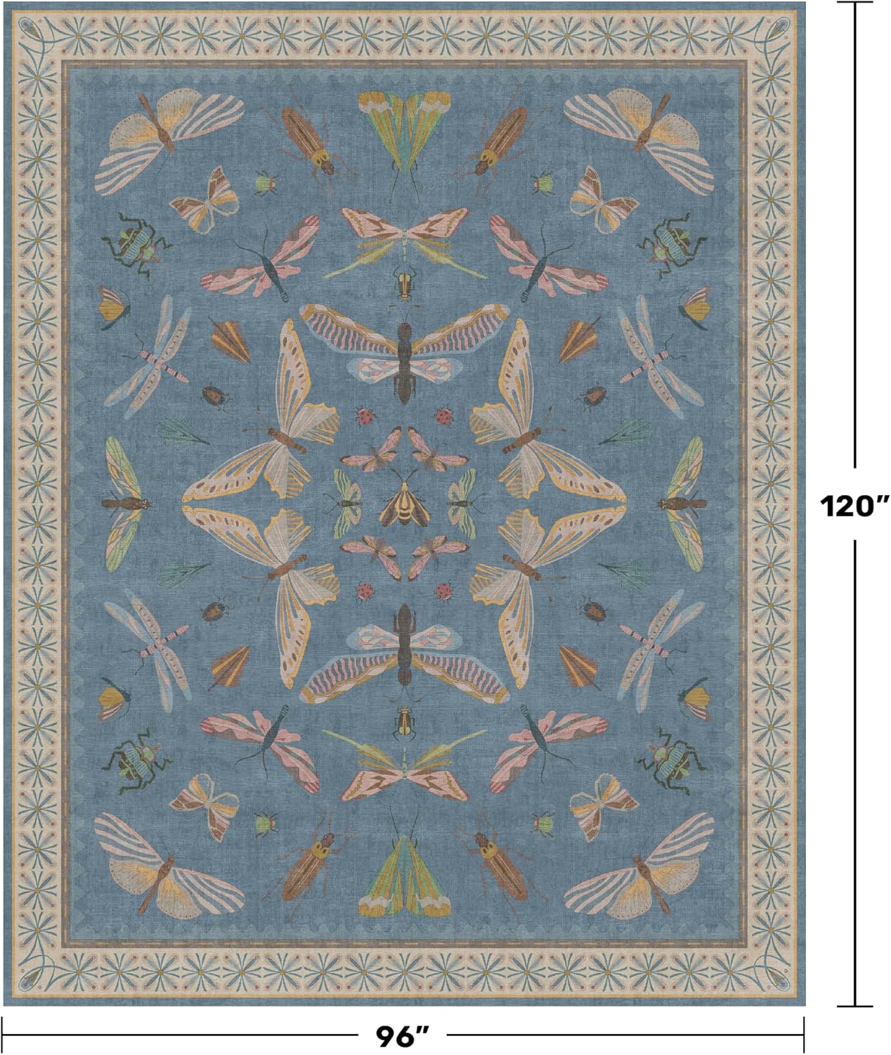 Light Blue Rugs for Dining Room Under Table - 8x10 Washable Area Rugs for Living Room, Bedroom, Kids Room, Playroom, Lage Modern Boho Animal Print Carpet, Ultra Soft Non Slip Stain Resistant