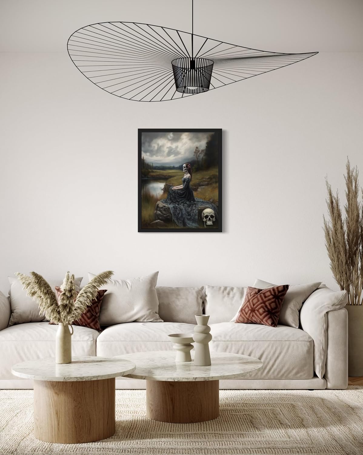 Widow Ghost Poster Art Print, Halloween Scary Vintage Wall Art Academia Spooky Painting Decoration for Horror Prints, Gothic Posters Bedroom Decor 89 (Widow Ghost, 11 x 14 inches, Black Frame)