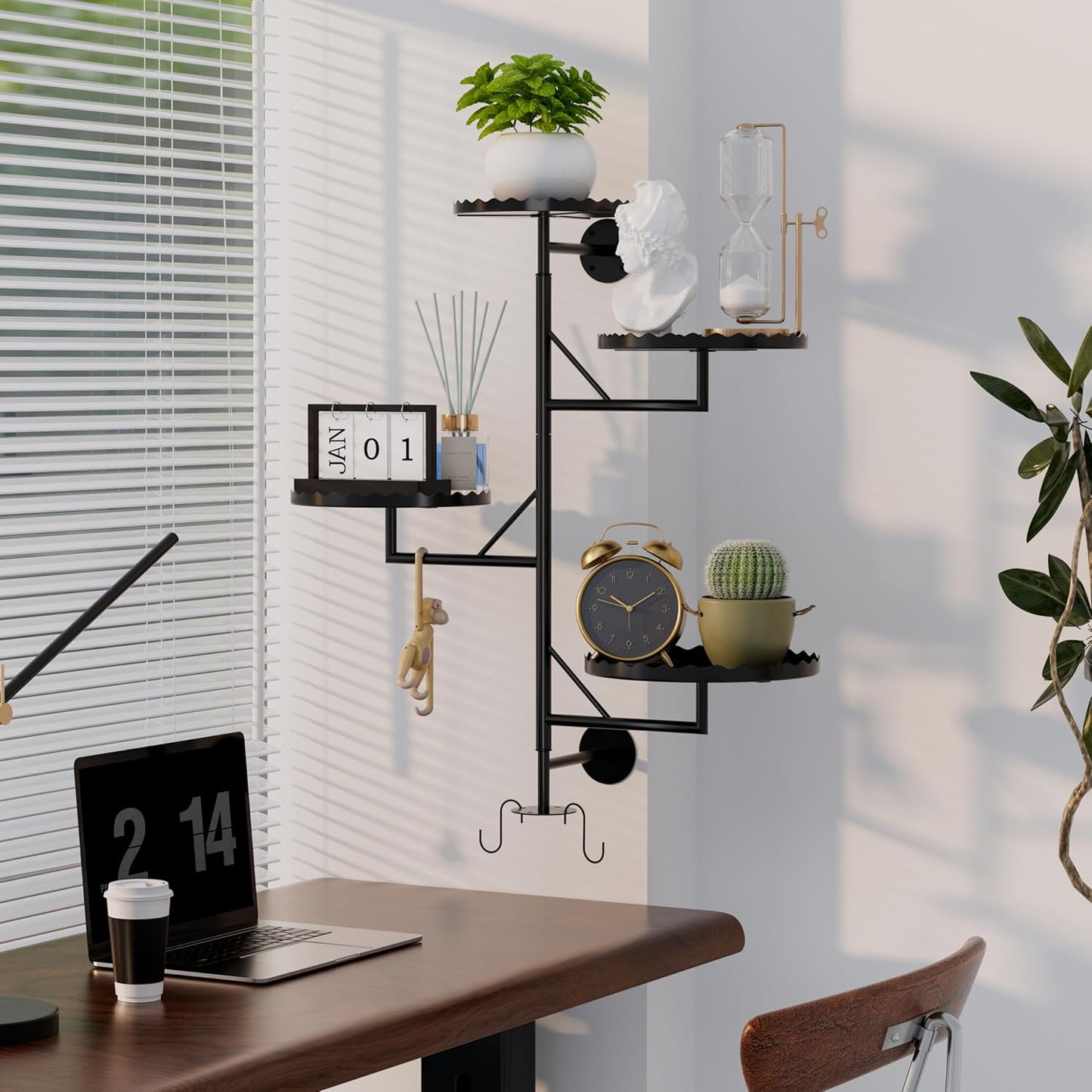 Rotating Wall Plant Shelves Versatile Window Plant Shelf for Indoor Plants Bathroom Living Room Use Wall Planter with Durable Metal Material 4 Pots