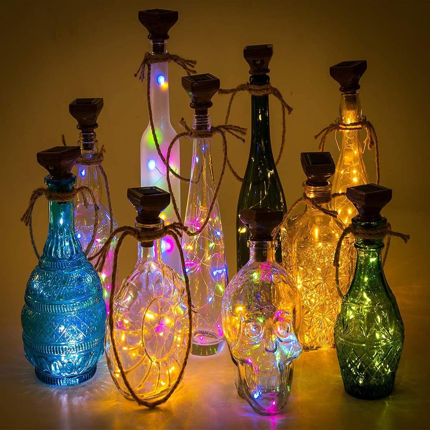 Solar Wine Bottle Lights Outdoor, 20 LED Cork Lights for Wine Bottles Waterproof, Fairy Lights Solar for Wedding Party Garden Patio Decor, Suitable for Most Wine Bottle Mouths-Warm White (8 Pack)