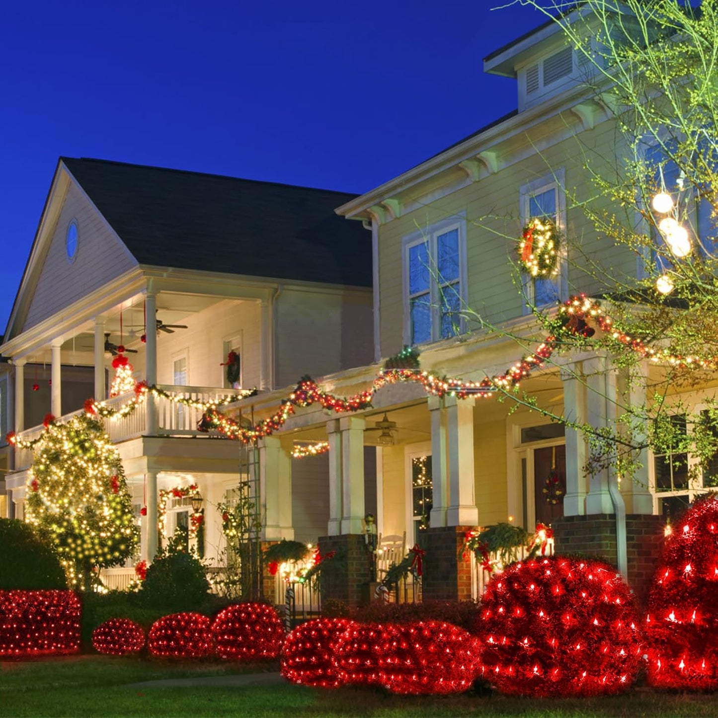 WBao Christmas Lights, 200LED 8.4ft x 5.2ft Net Lights Outdoor Mesh Light with 8 Modes, Timer, UL Certified, End to End Connectable, Waterproof for Lawn, Bushes Outdoor Christmas Decorations, Red