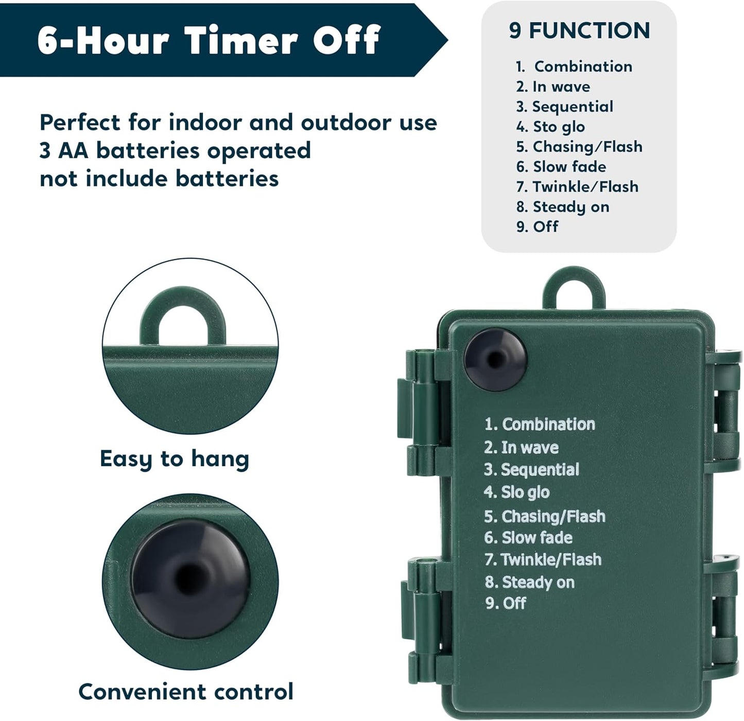 Joiedomi LED Christmas String Lights,2×50 Count 31.4FT Battery Operated Christmas Tree Fairy Lights with 8 Modes,Multifunction Green Wire for Xmas Decor Party Holiday House,Warm White