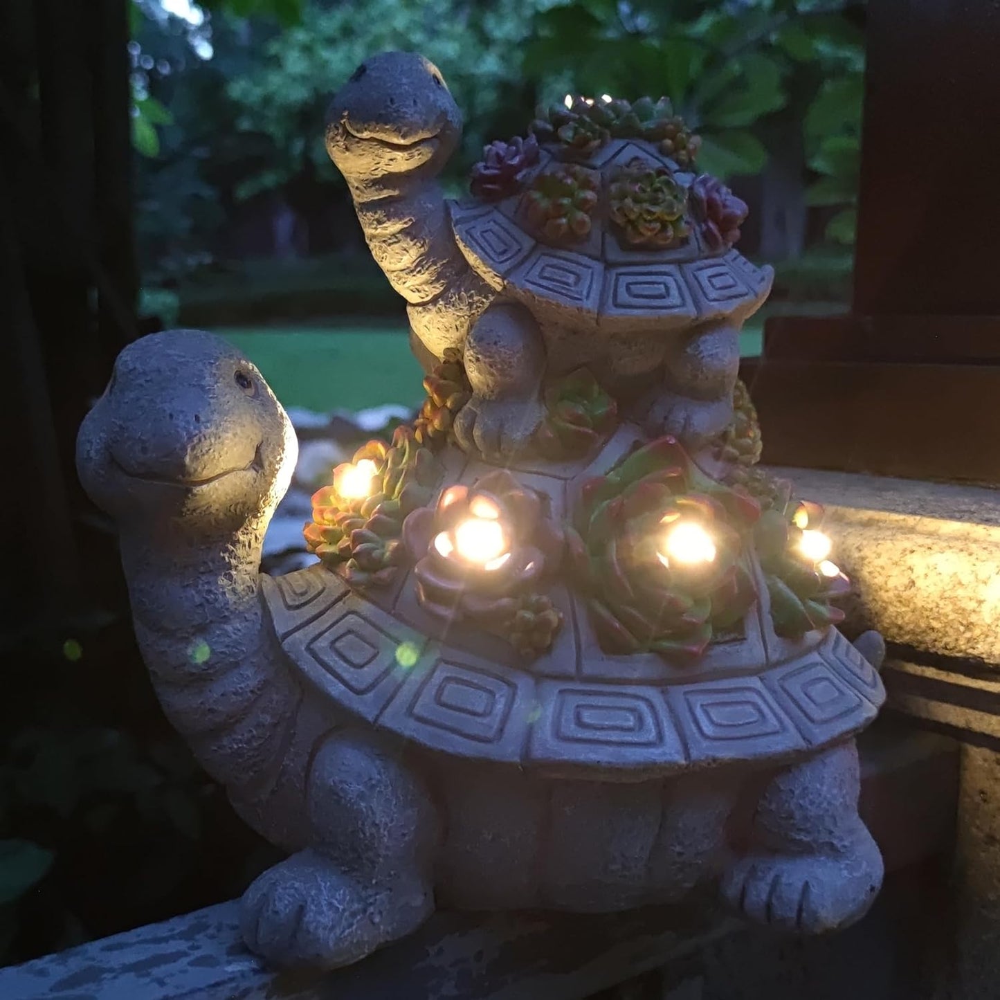 Large Turtle Solar Garden Outdoor Statues with Succulent and 6 LED Lights,Outside Solar Turtle Decor Art for Garden,Home,Lawn,Yard, Balcony Ornament
